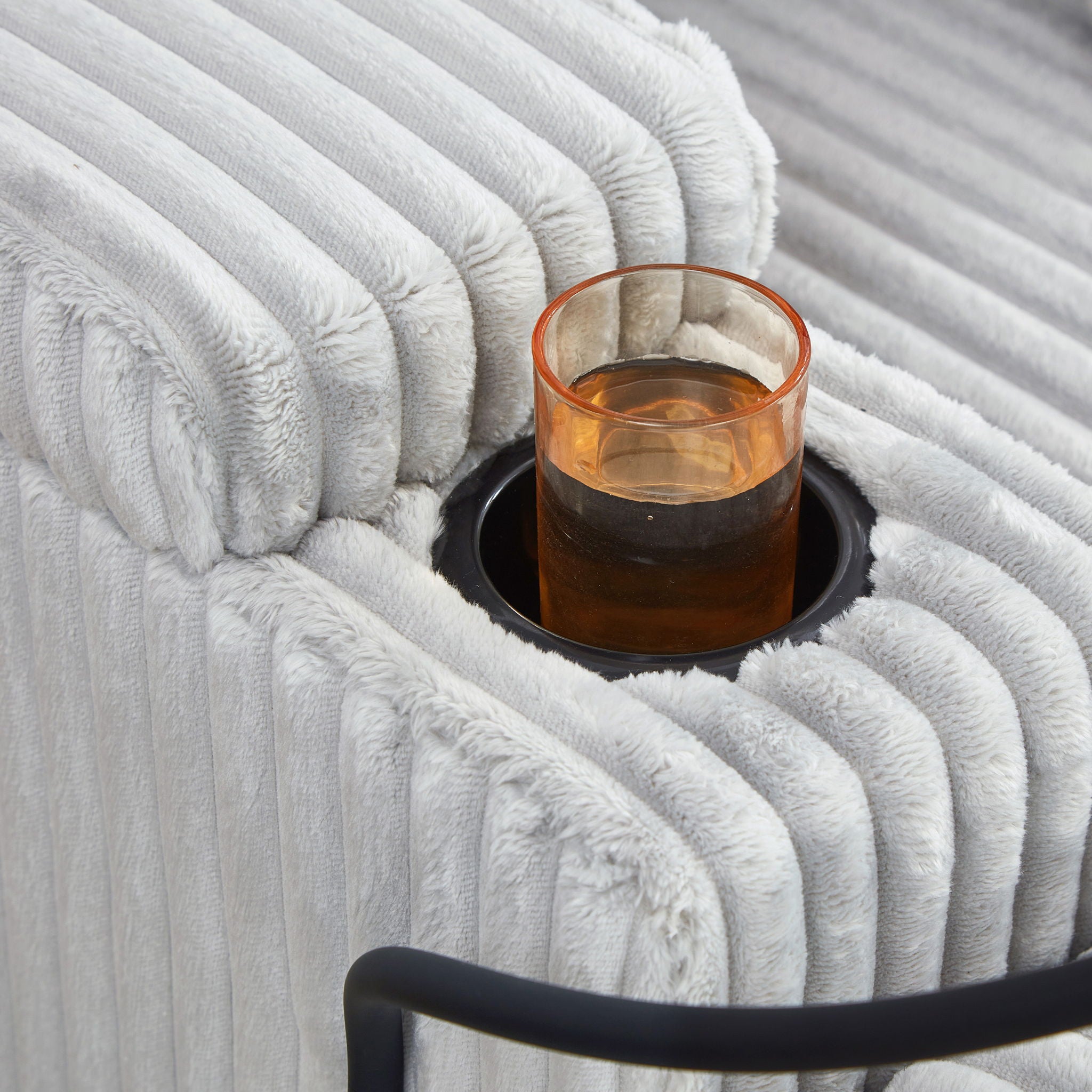 Modern Chaise Sofa With Adjustable Backrest, Cup Holders, Phone Holder & Storage Compartments For Living Room