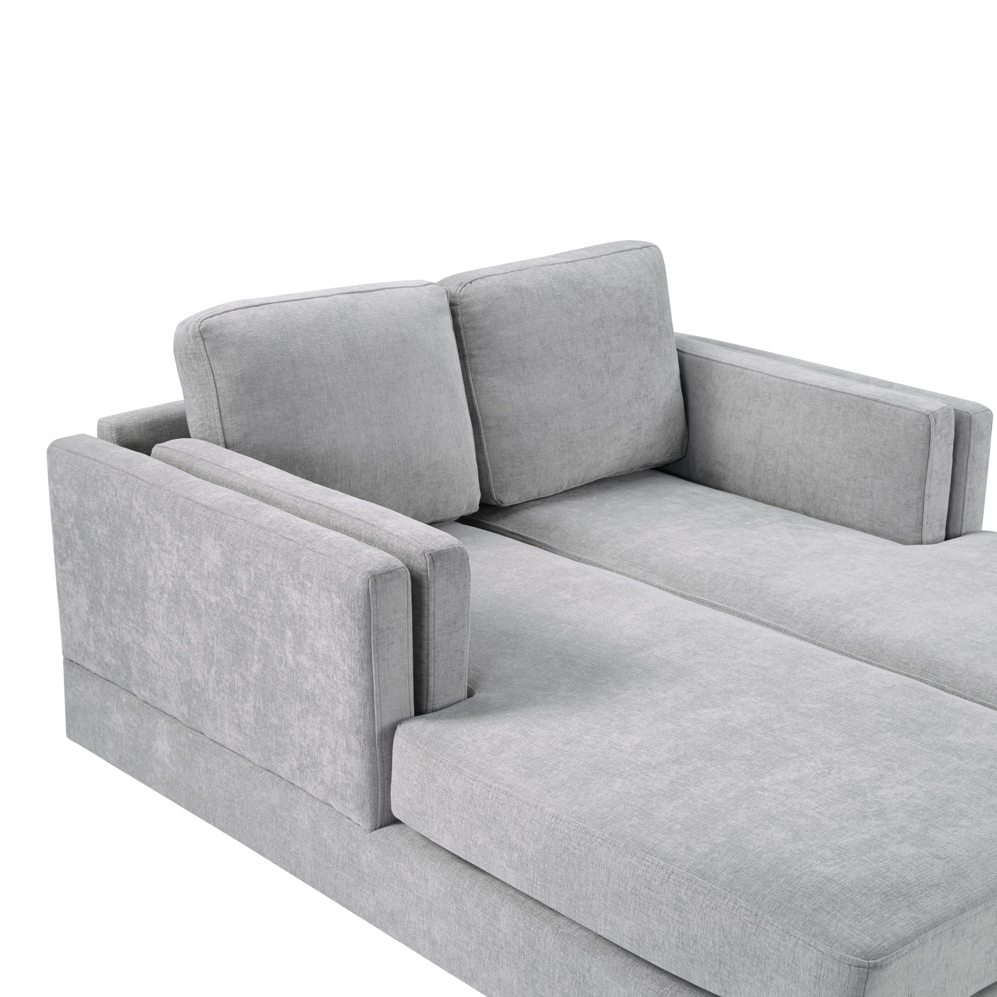 Chaise Lounge Sofa Bed With Dual Layer Armrests For Living Room