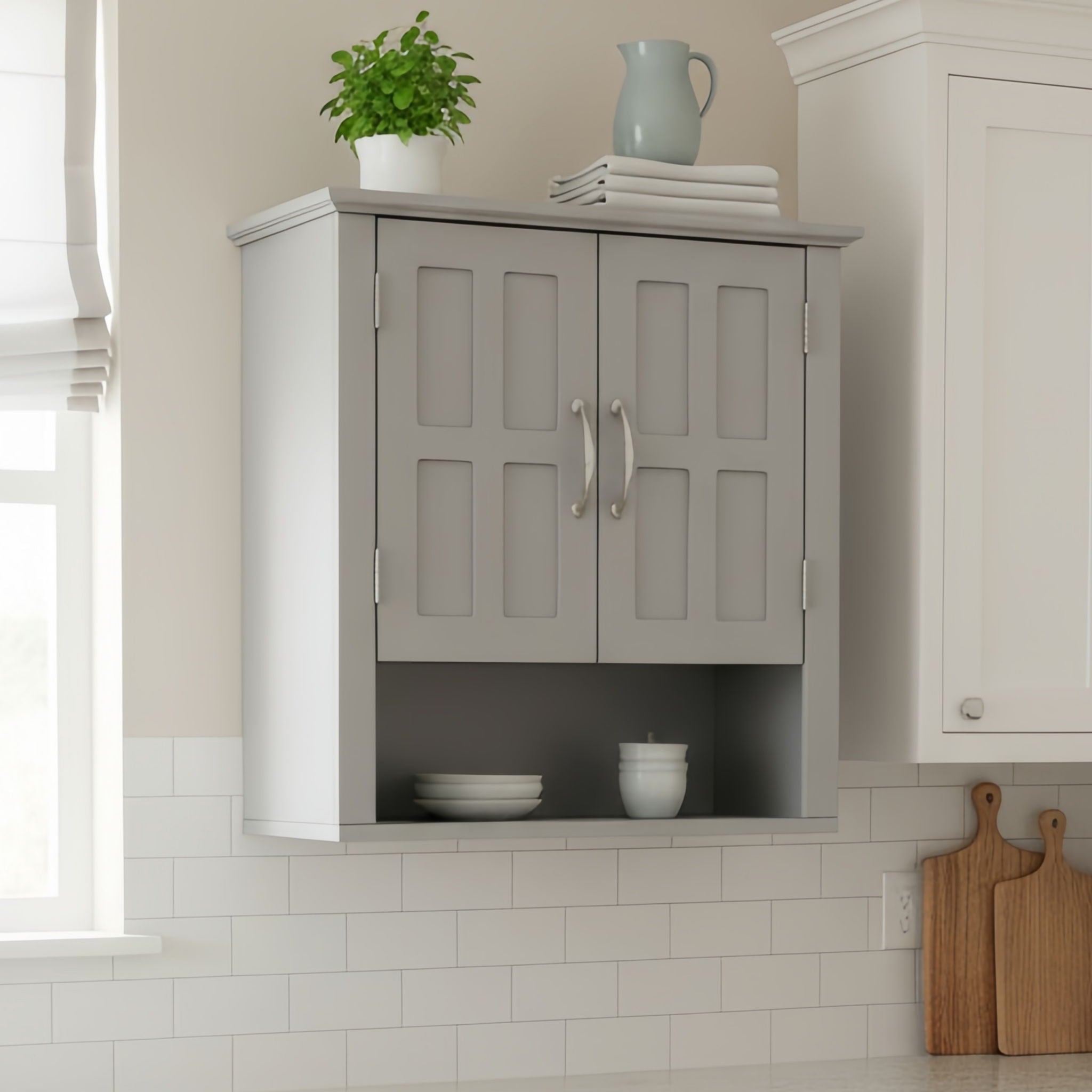 Multi Functional Wall Mounted Cabinet With Adjustable Shelves For Bathroom