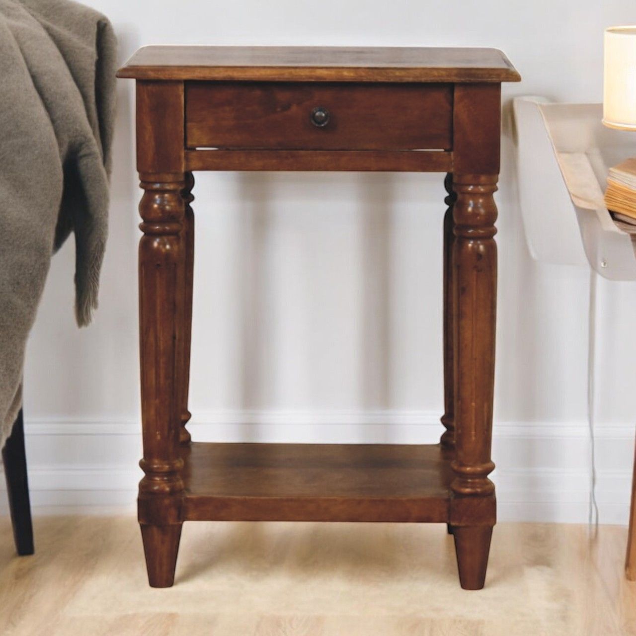 Turned Legs Drawer Table