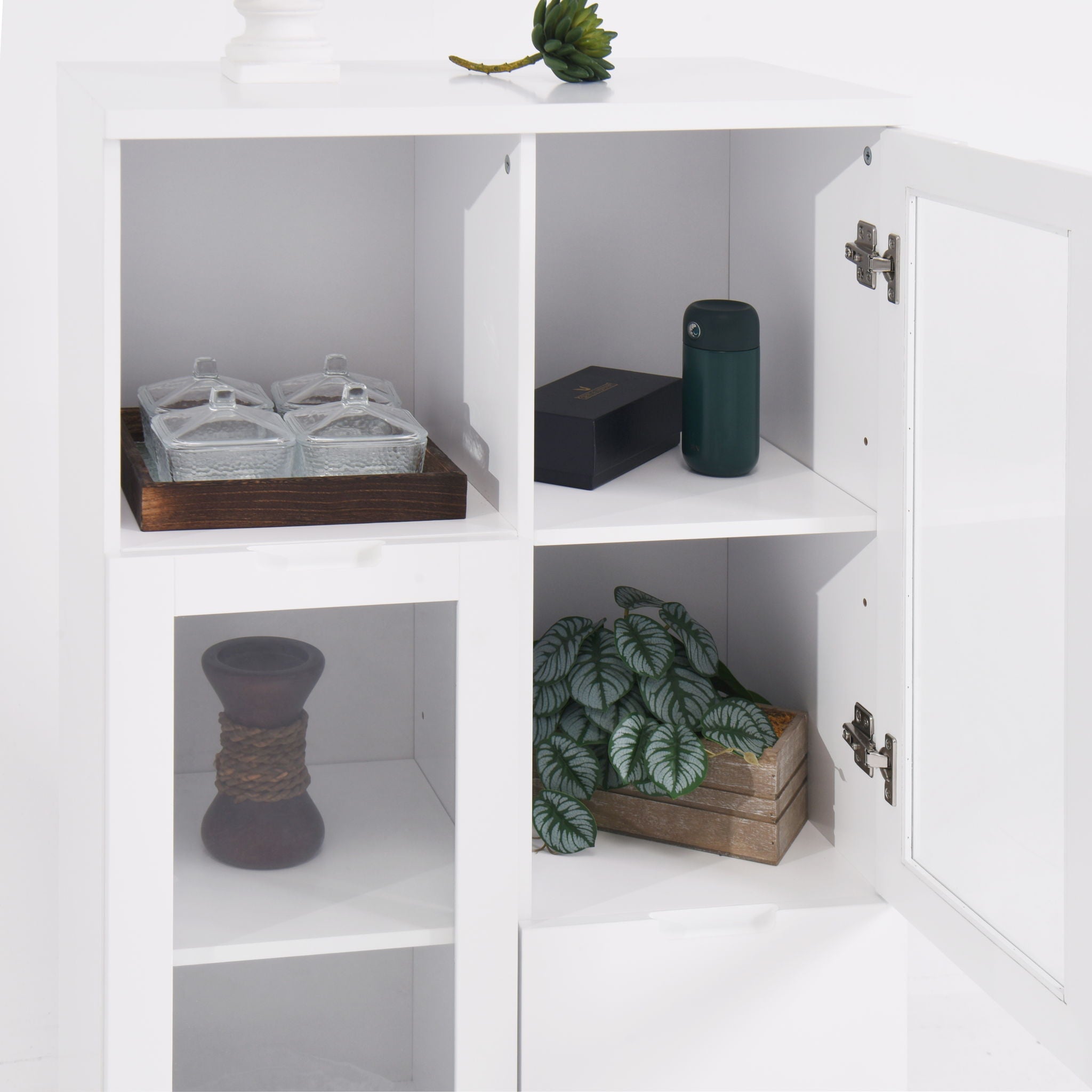 Modern Cabinet With Glass Doors And Drawer