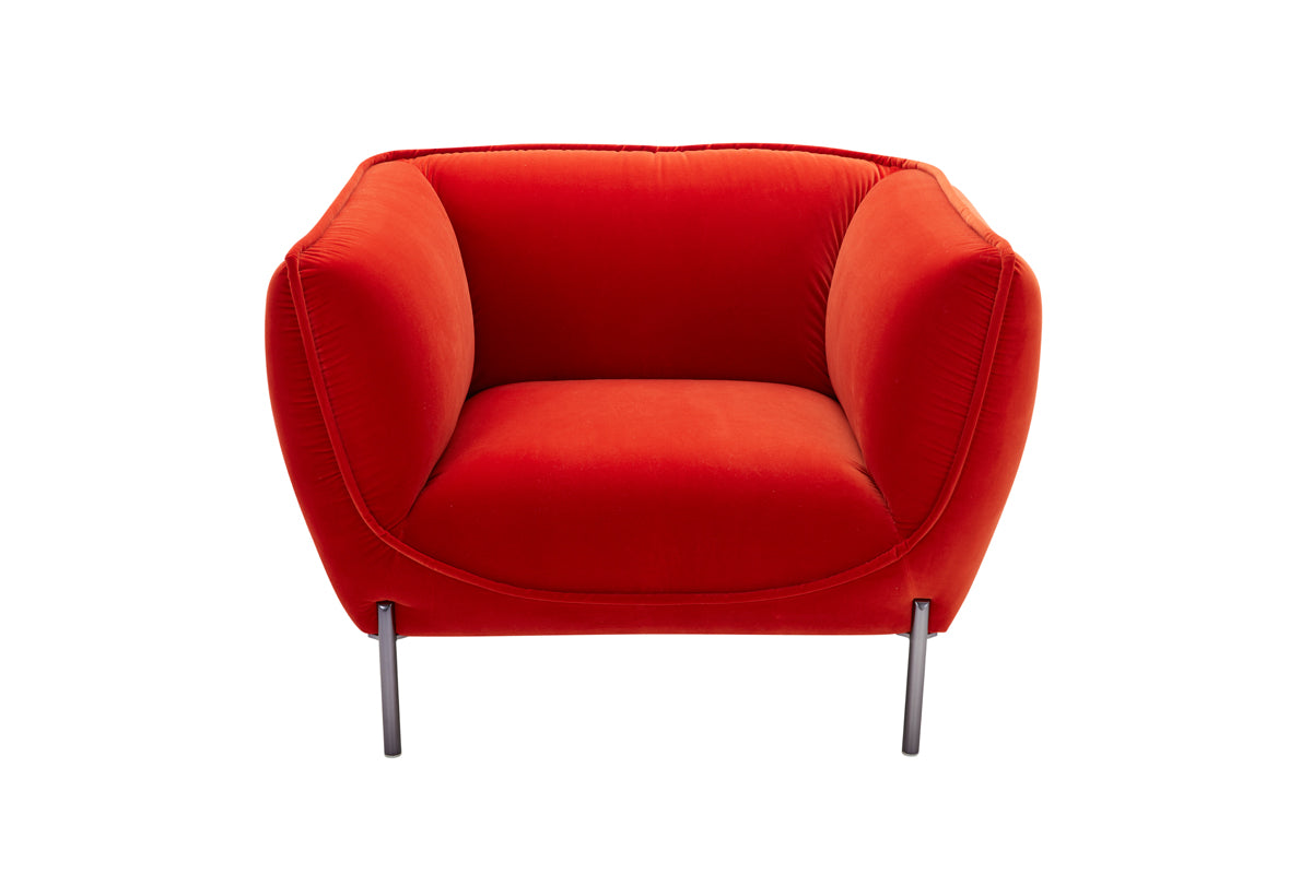 Divani Casa Loma Modern Red Velvet Chair