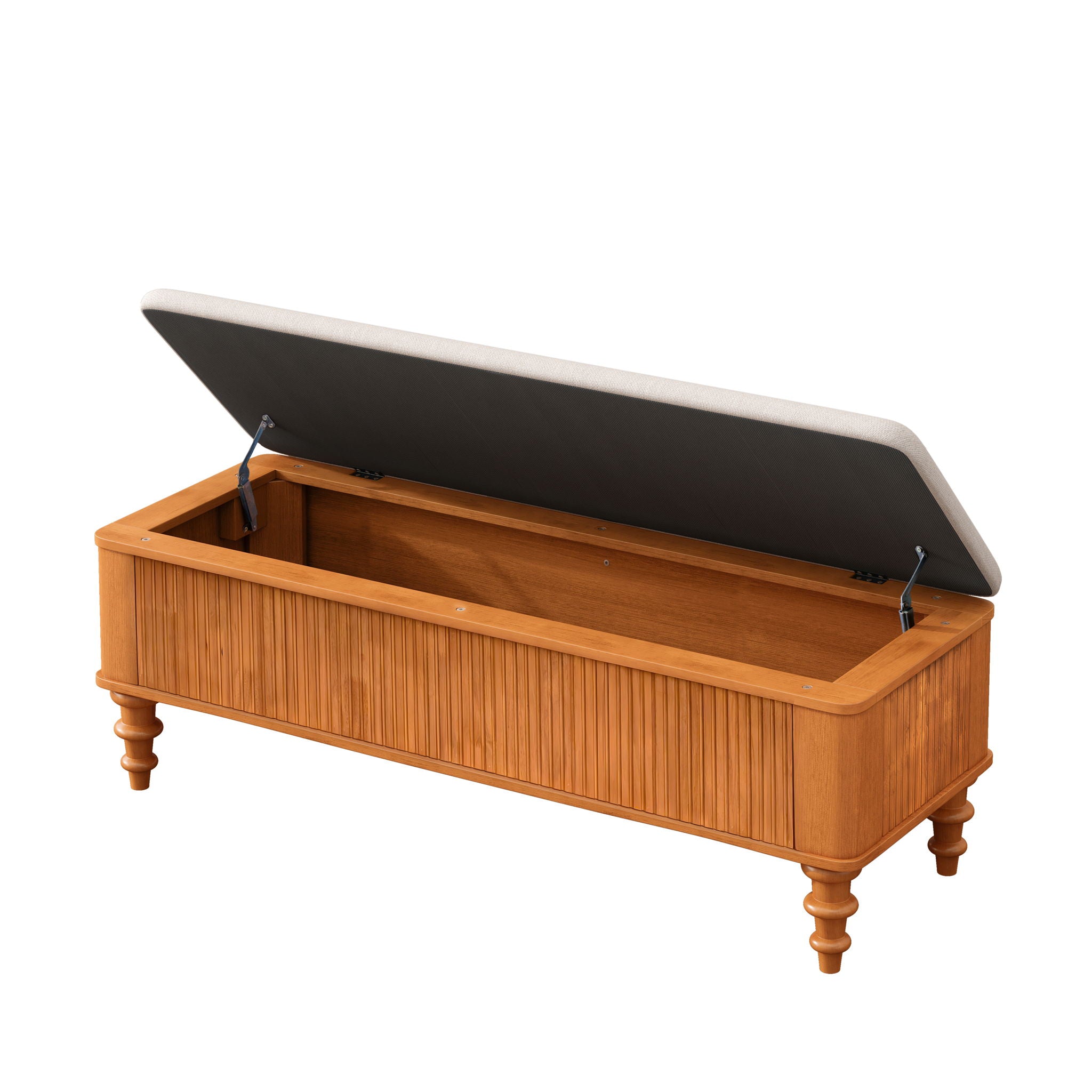 Storage Ottoman Bench For Living Room - Natural