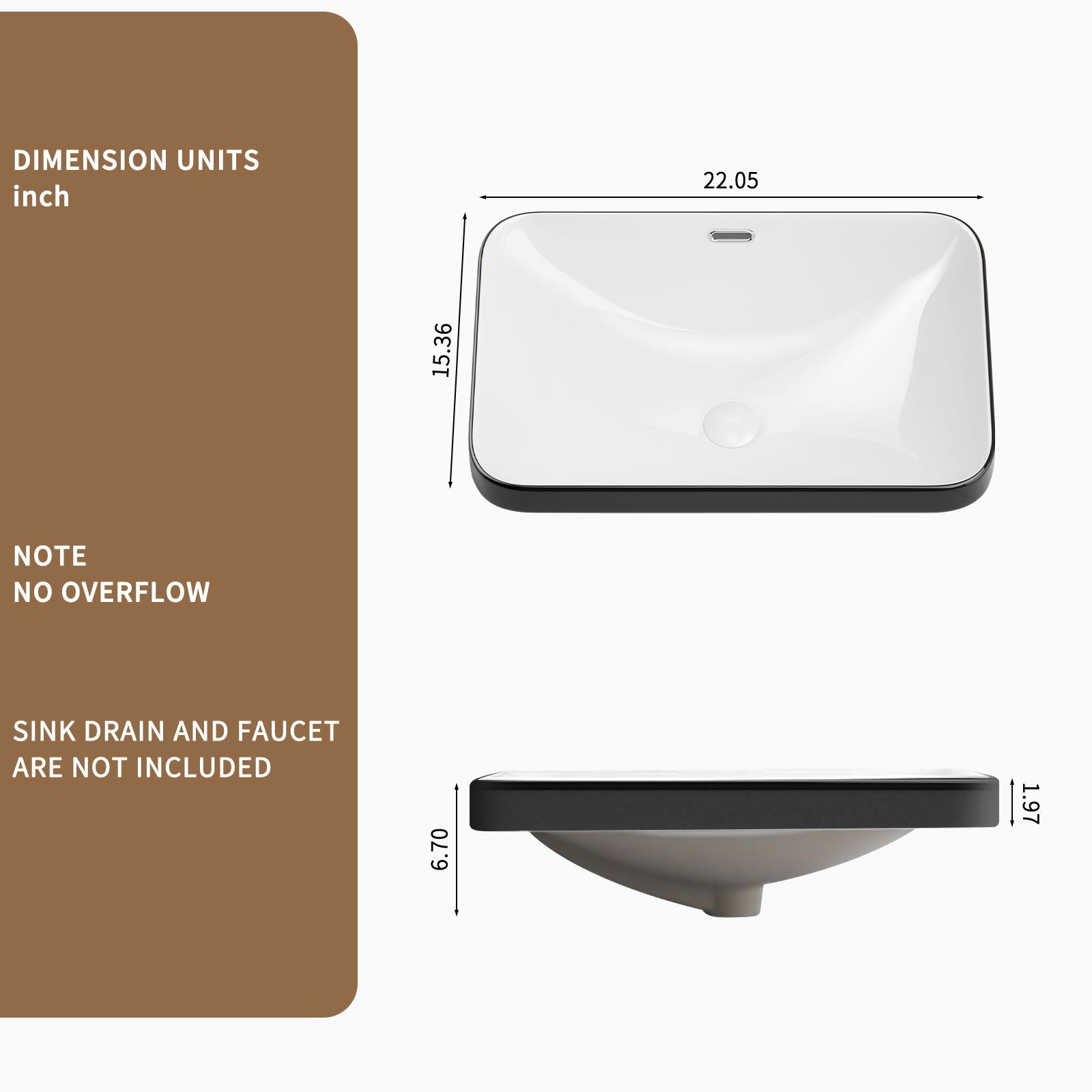Undermount Bathroom Sink, Vessel Basin For Vanity Countertop - Black White
