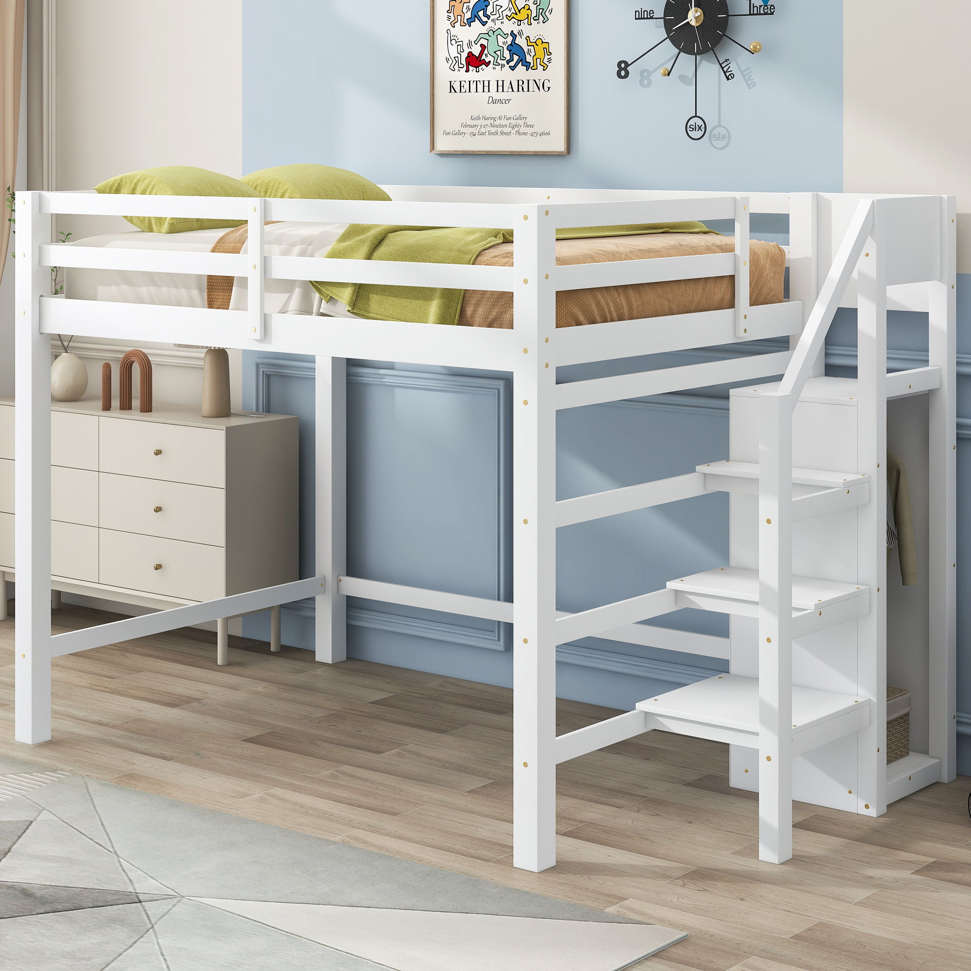 Loft Bed With Built In Storage Wardrobe And Staircase