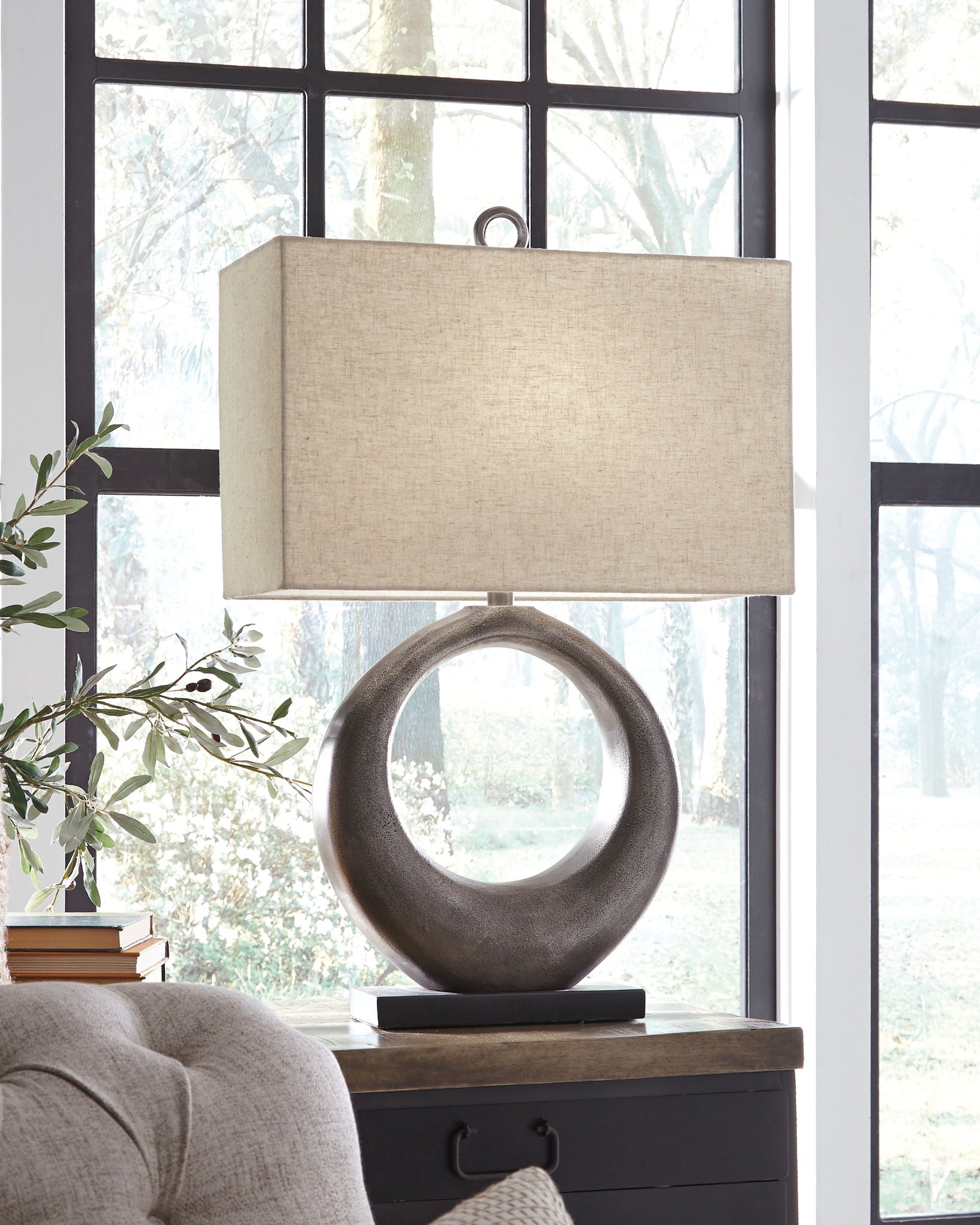 Saria - Metal Table Lamp - Antique Silver Finish