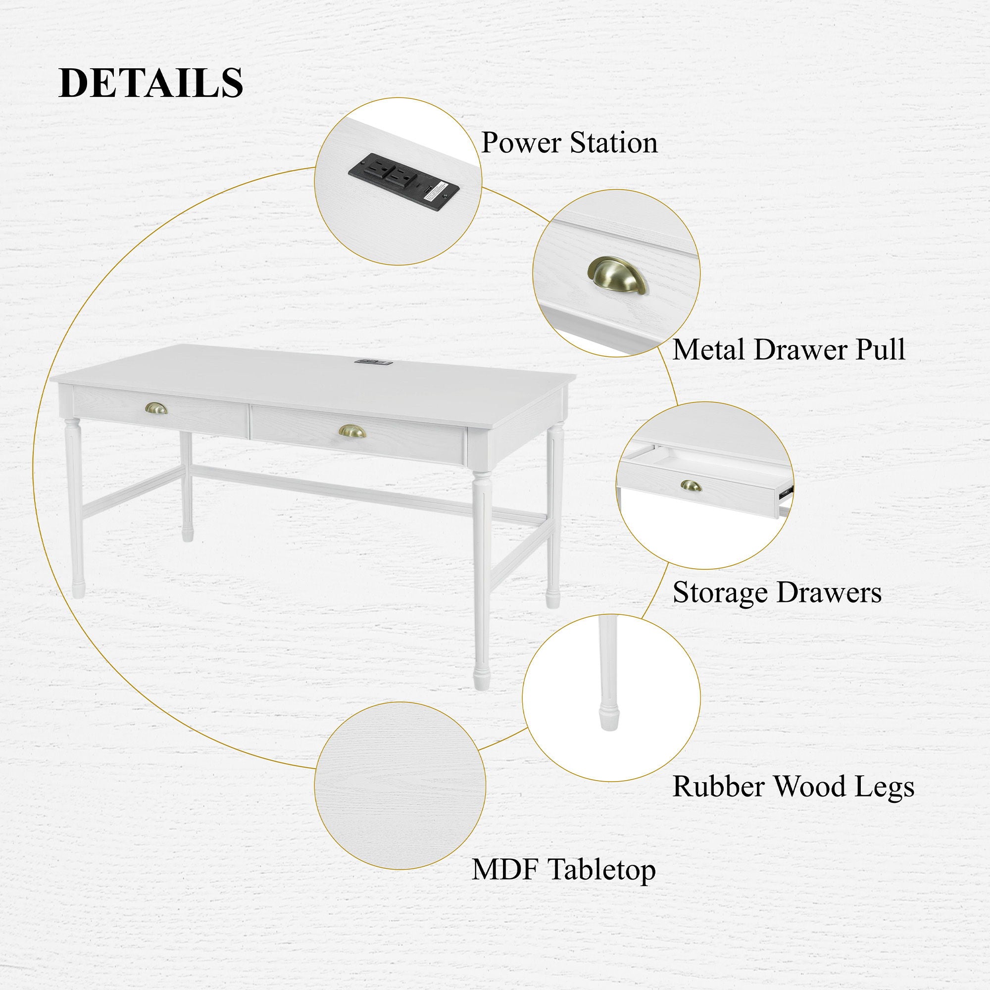 Modern Writing Desk With Drawers For Home Office