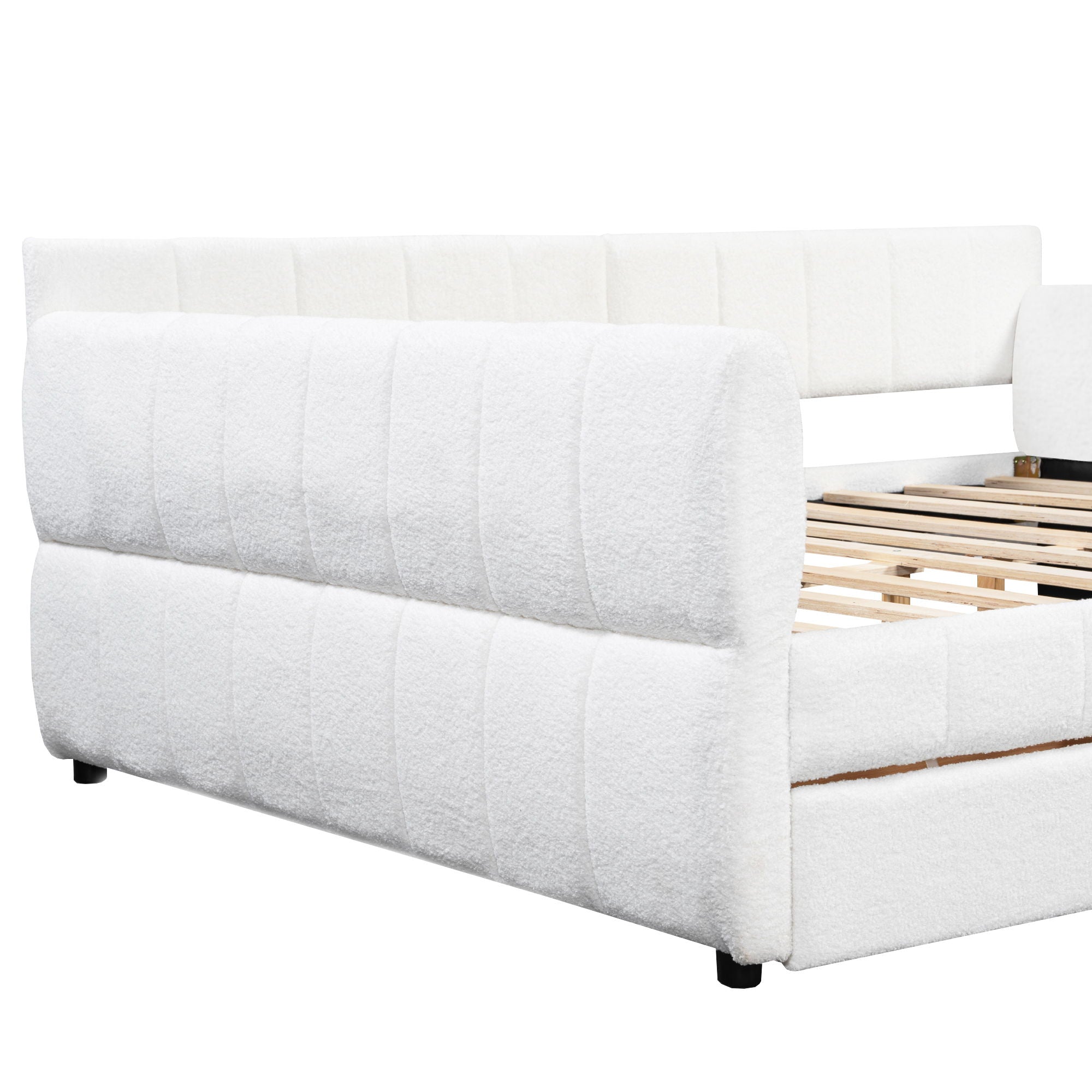 Queen Upholstered Platform Bed With USB Charging And 2 Storage Drawers - White