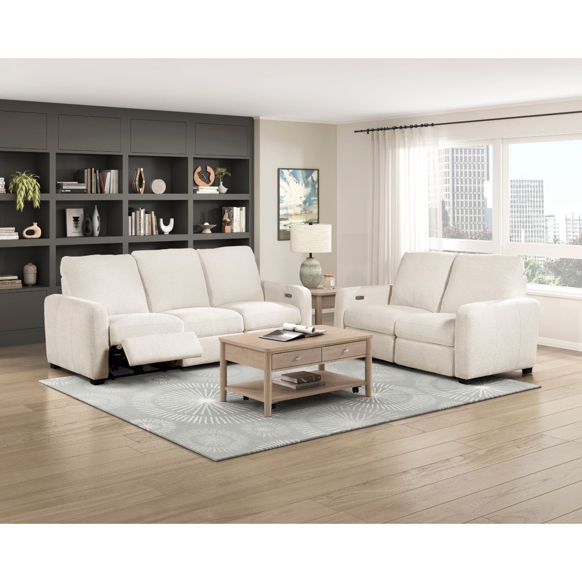 Vera - Power Double Reclining Loveseat With USB Charging Ports - Beige