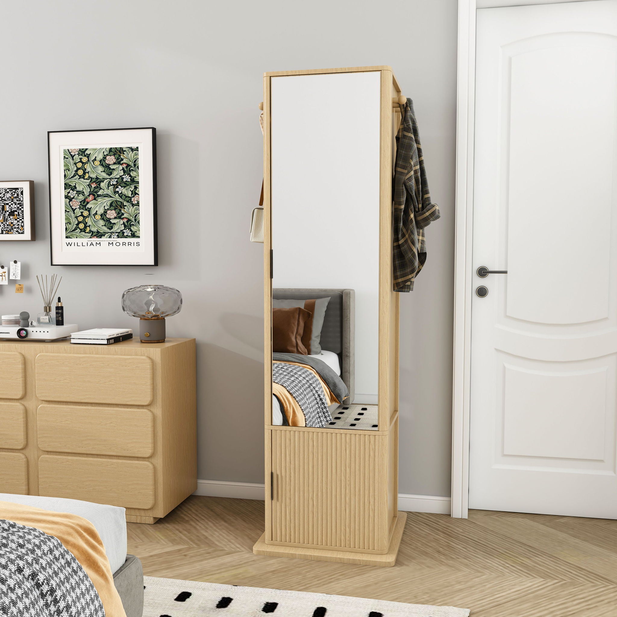 360° Rotating Makeup Cabinet With Full Length Mirror