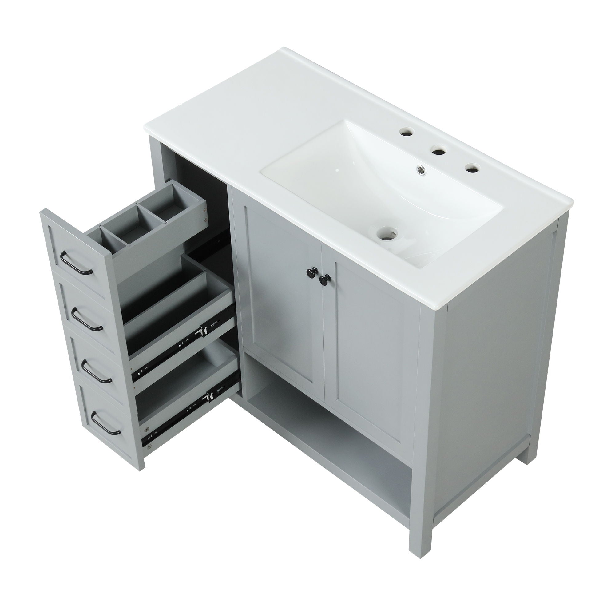 Modern Bathroom Vanity With Sink Top, 2 Doors And 2 Drawers