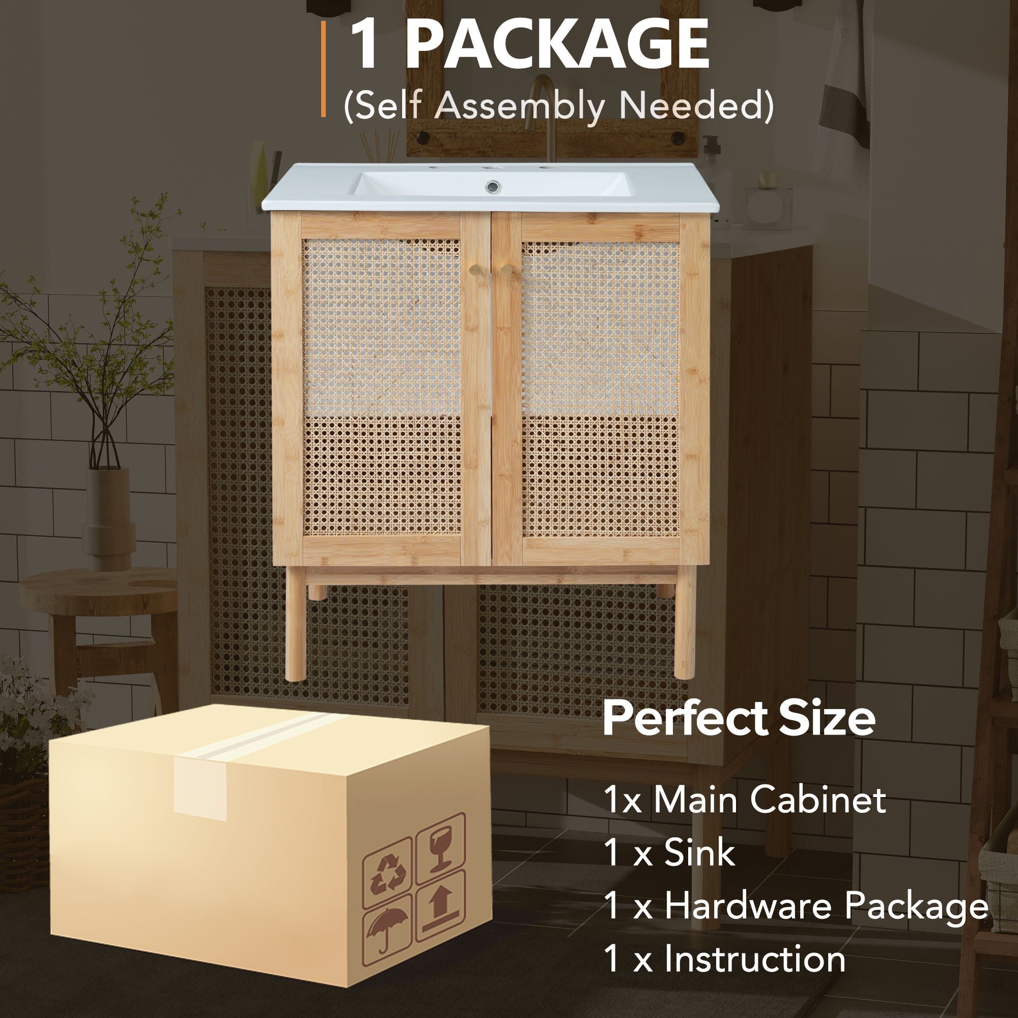Bathroom Vanity Cabinet With Doors, Soft Close Design