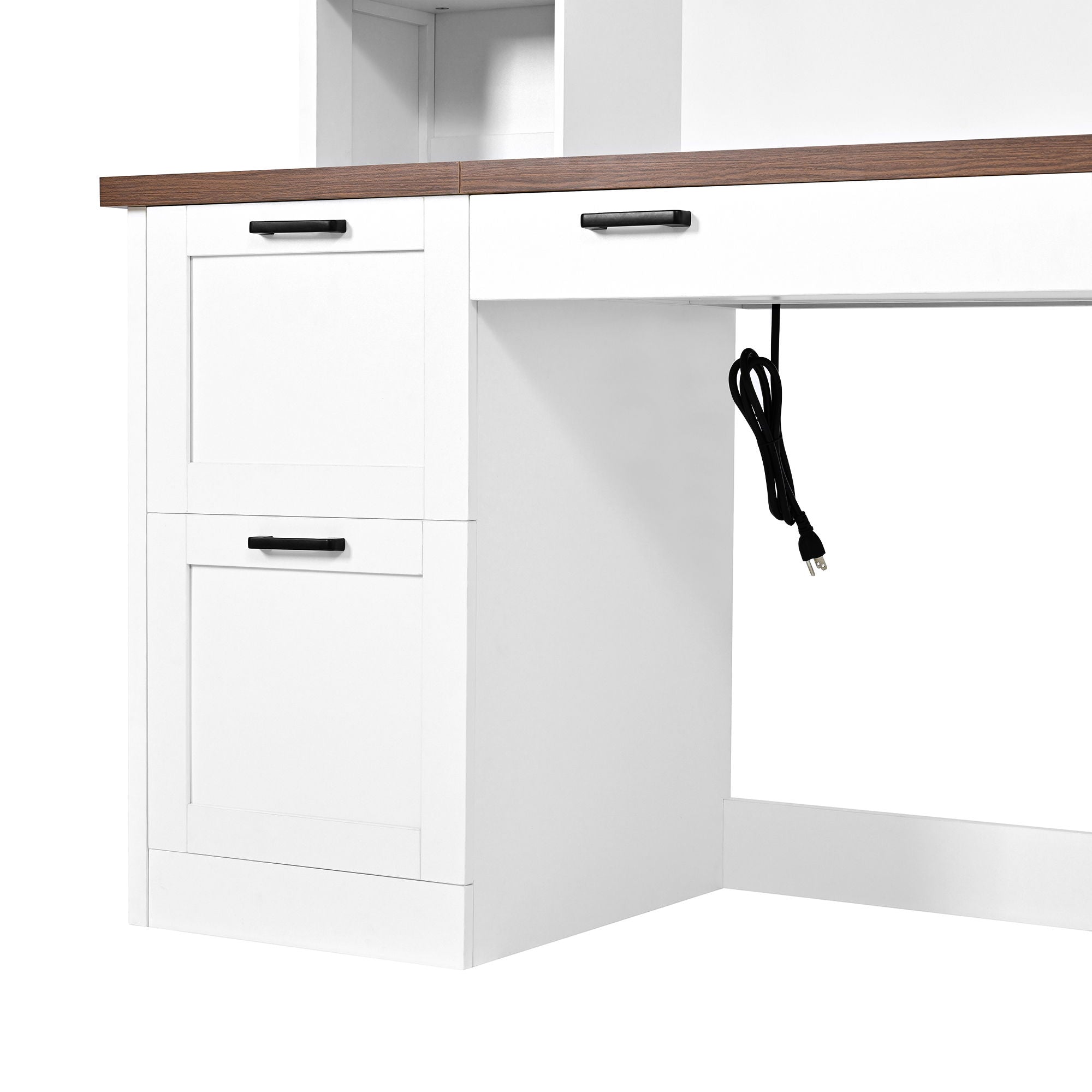 Farmhouse Computer Desk With Hutch