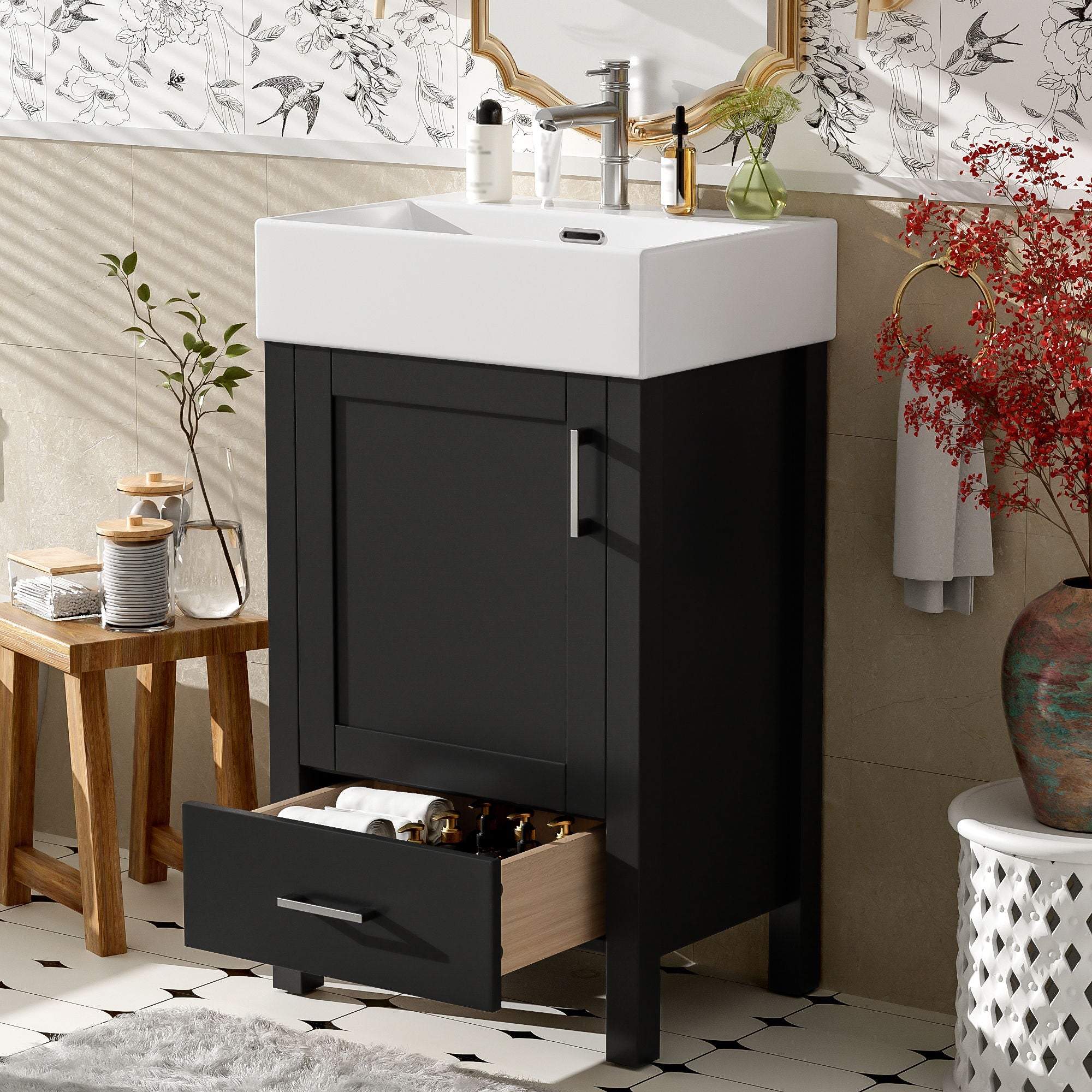 Bathroom Vanity With Sink, Frame And Drawer