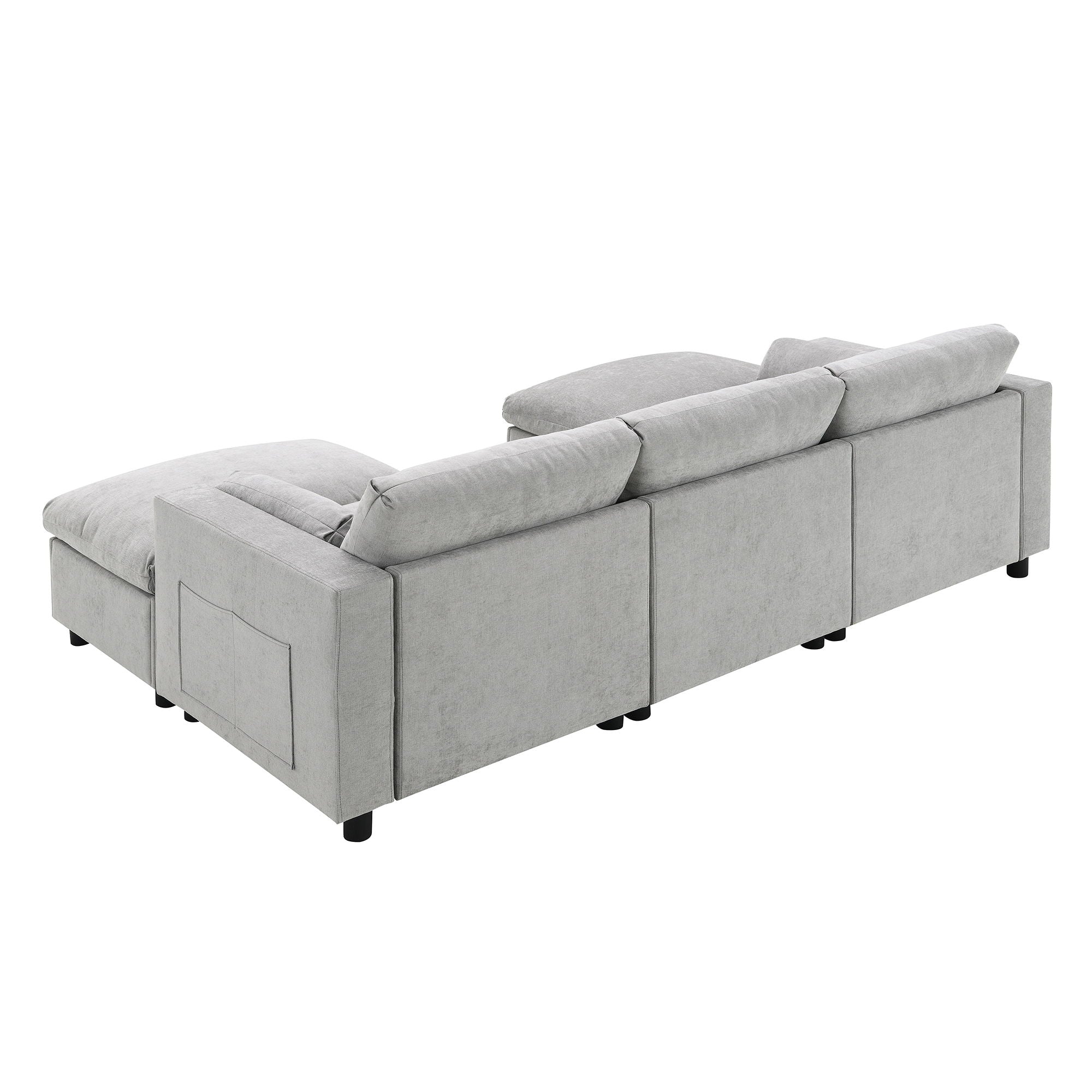 Modular Sectional With Storage Pockets, 5 Seat U Shaped Couch Set With Pillows, Free Combination Modern Cloud Sofa With 2 Movable Ottoman
