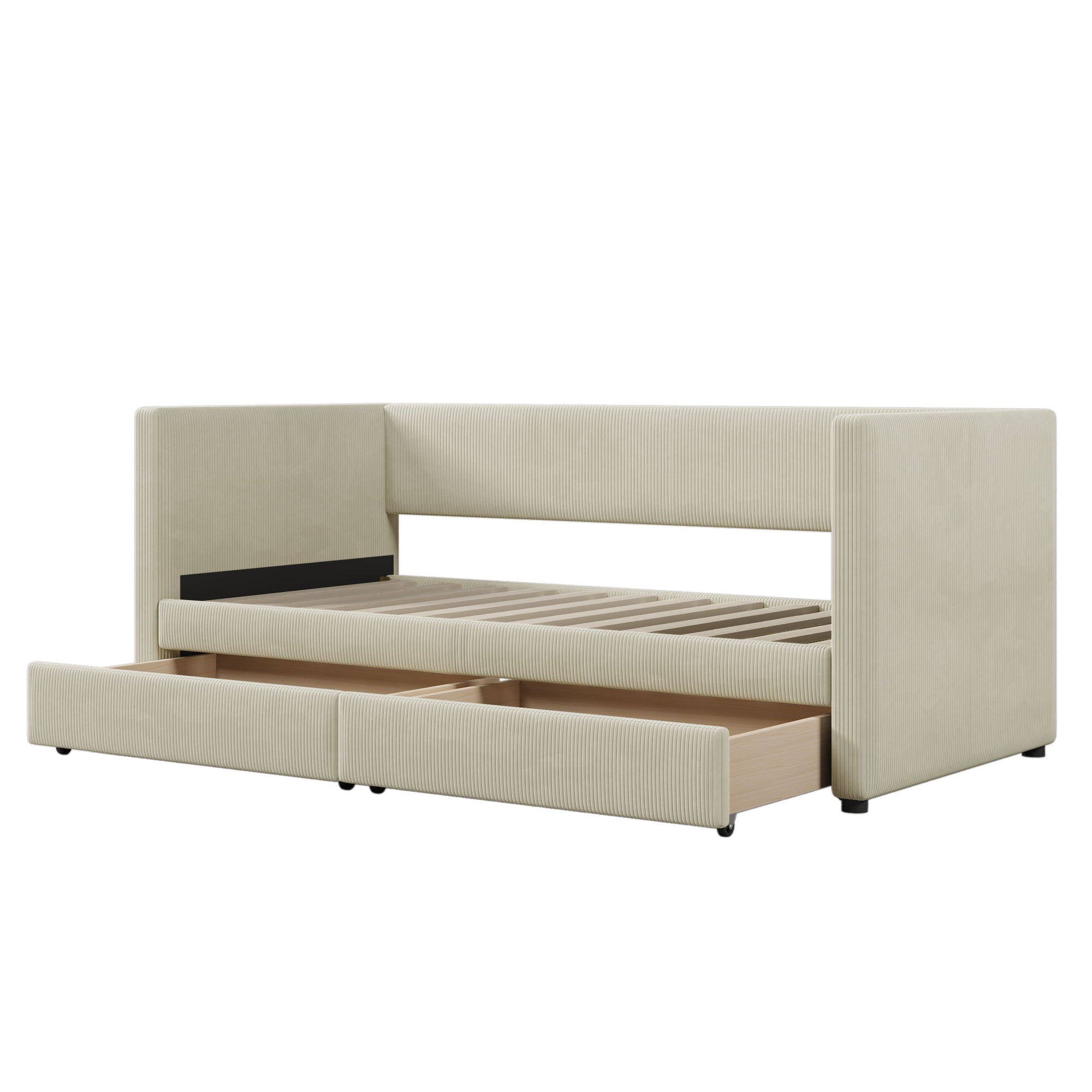 Daybed With Two Drawers And Wood Slat