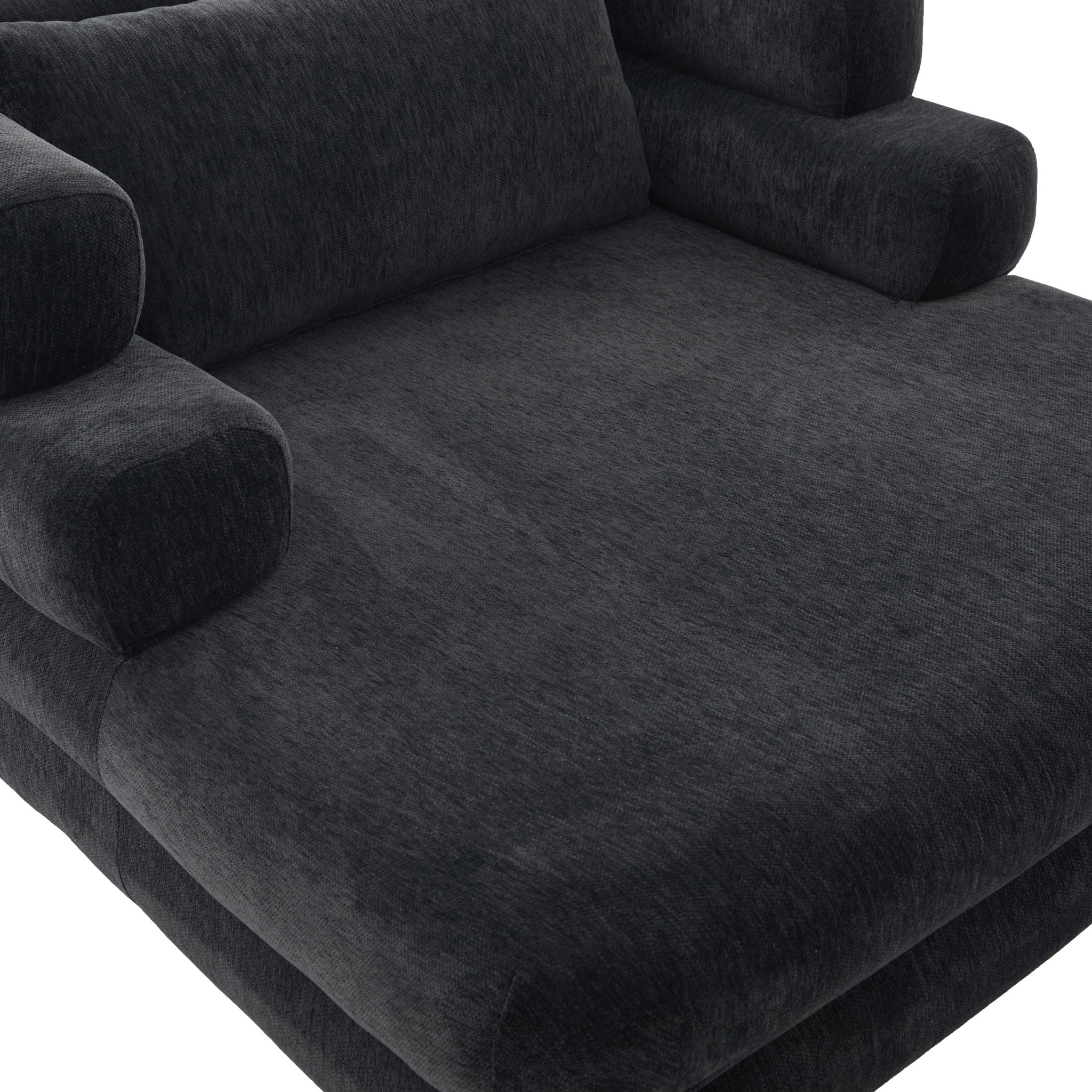 Oversized Chaise Lounge Sofa Bed With Deep Seat And Layered Armrests