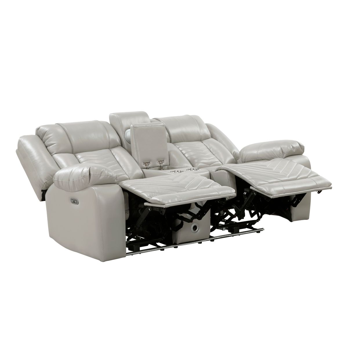 Huron - Power Double Reclining Loveseat With Center Console, Wireless Speakers, LED And Charging Ports