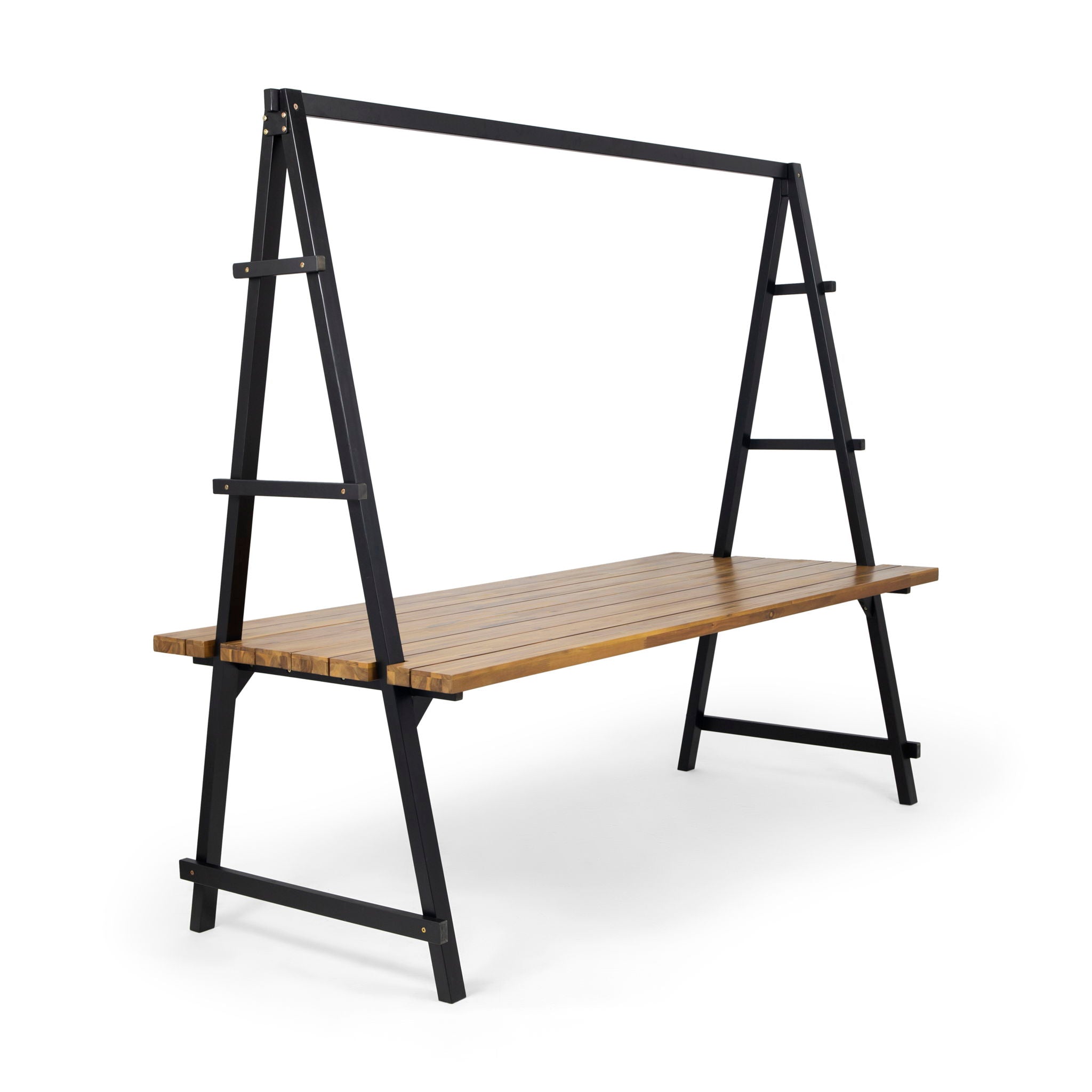 Huckleberry - Acacia Wood Outdoor Dining Table With Plant Hanger - Teak