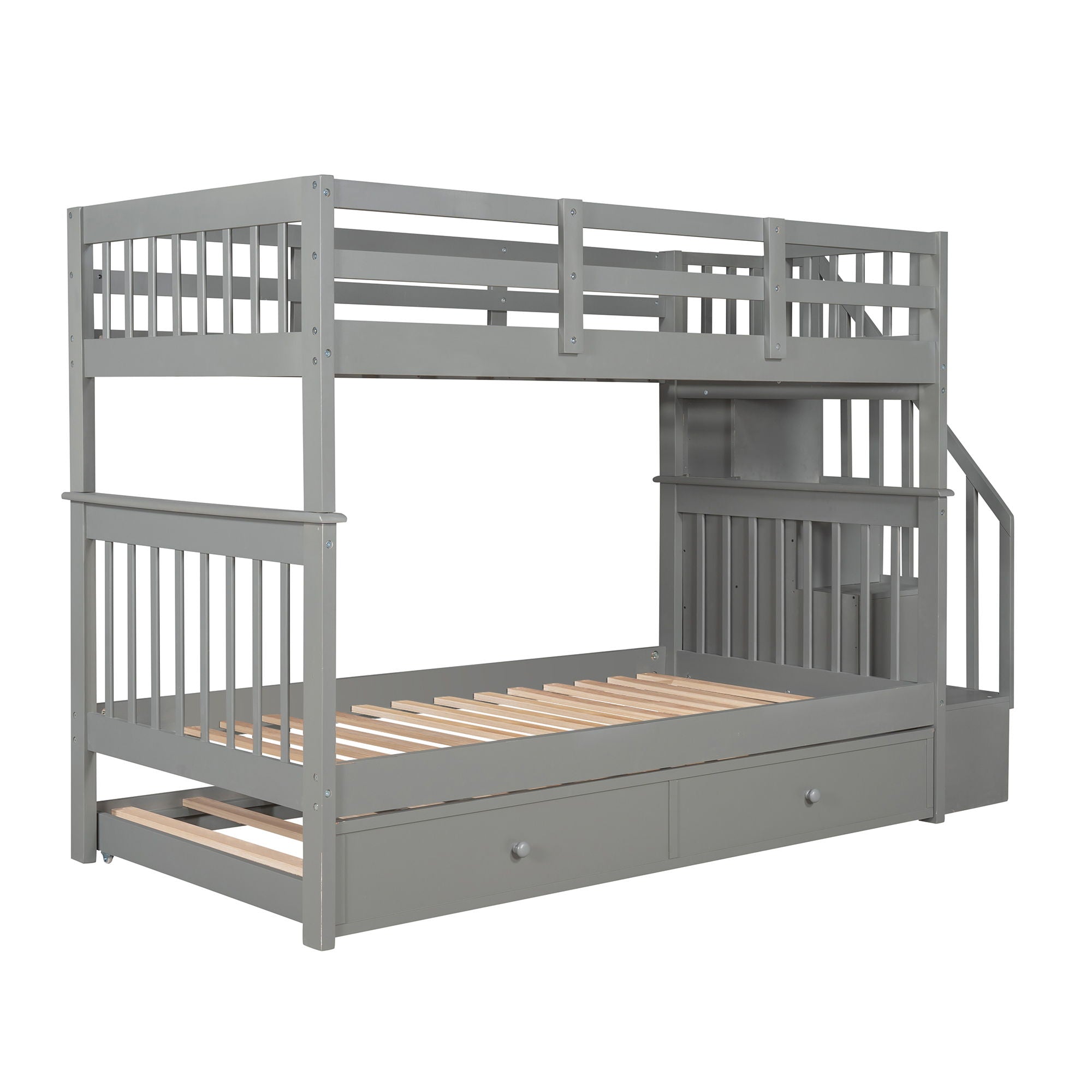 Stairway Bunk Bed & Storage And Guard Rail For Bedroom