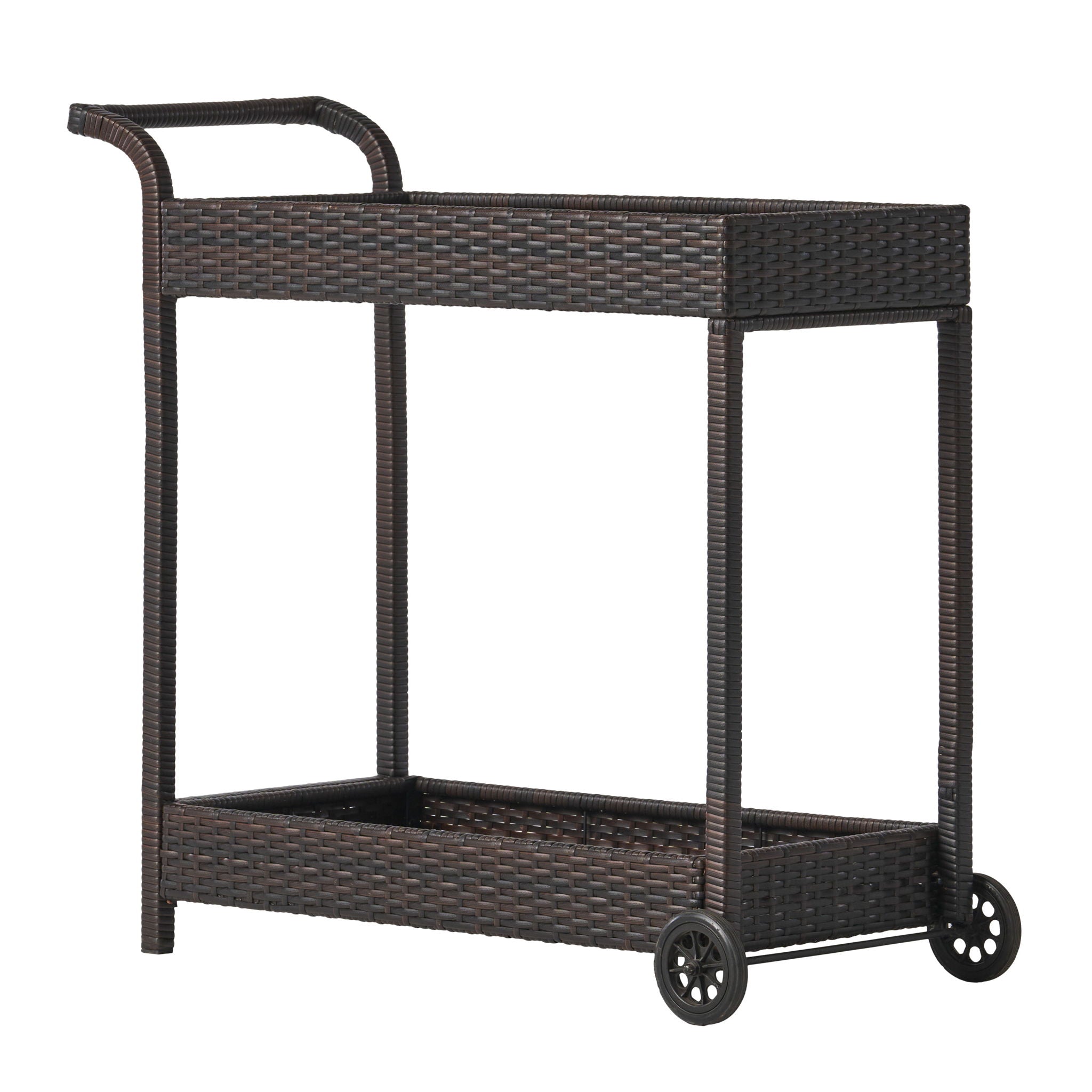 Resin Wicker Bar Cart With Metal Frame - Brown
