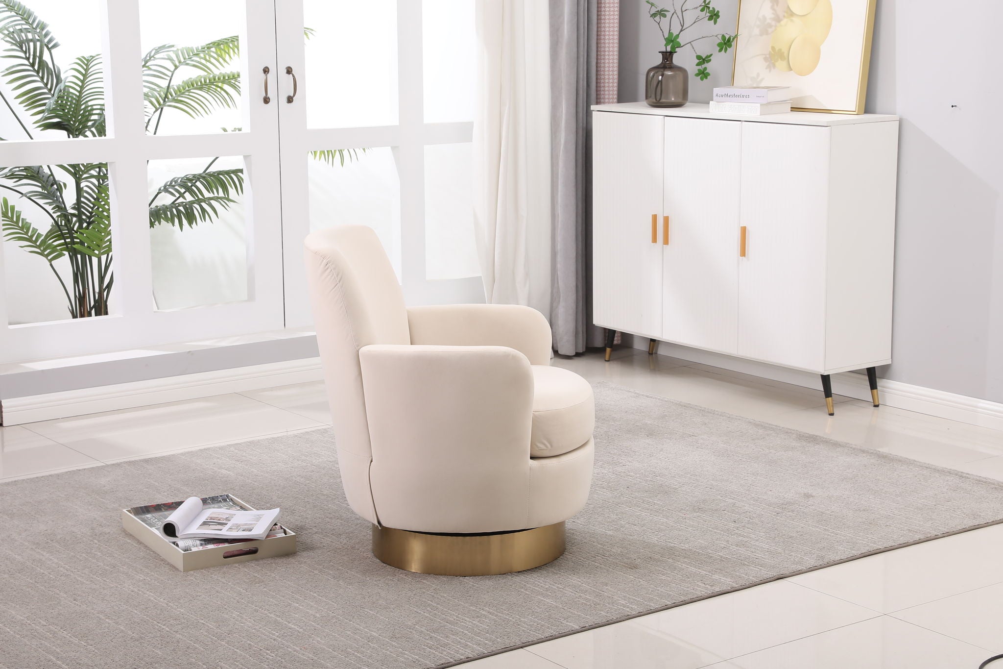 Teddy Swivel Barrel Chair, Swivel Accent Chairs Armchair For Living Room