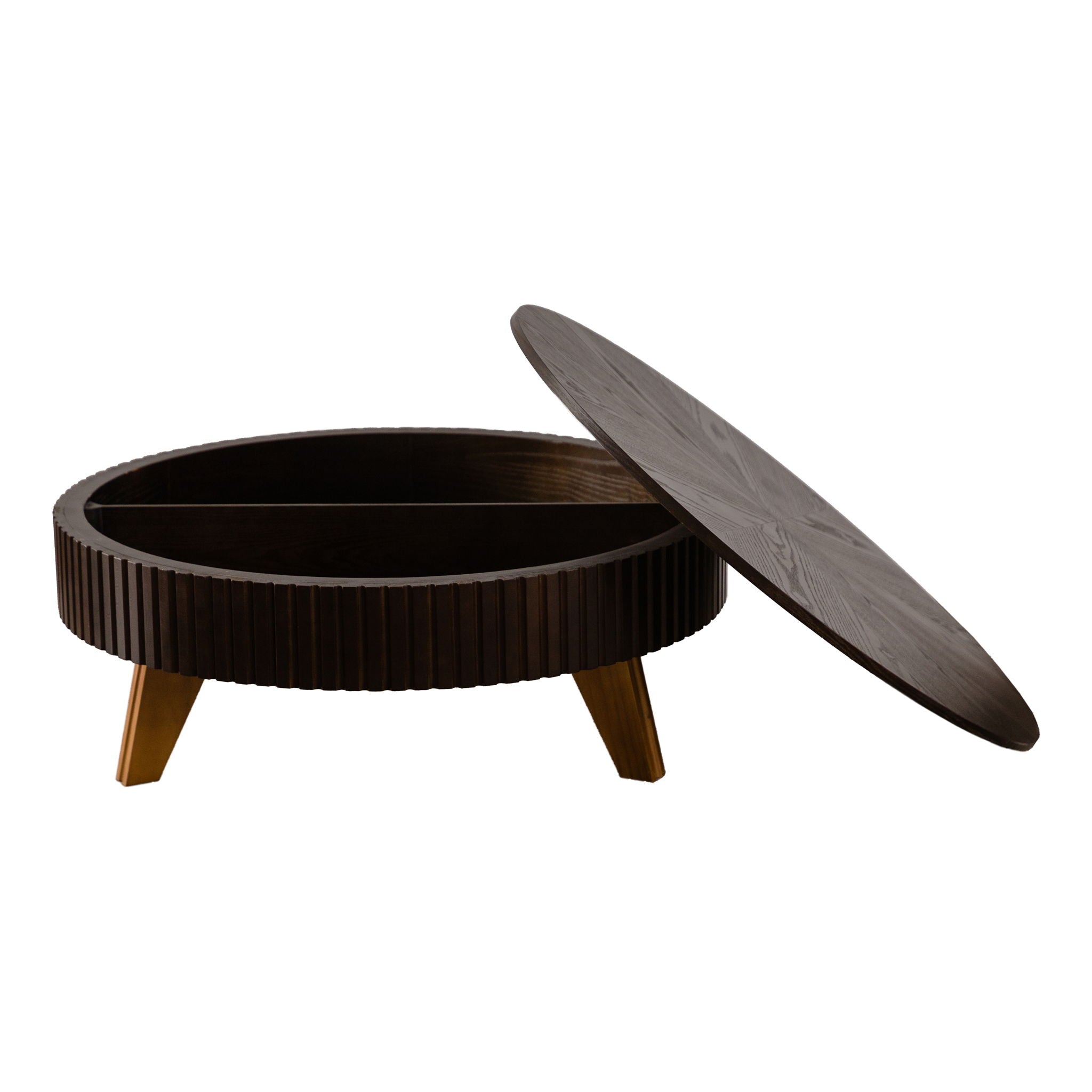 Round Retro Coffee With Solid Wood Legs