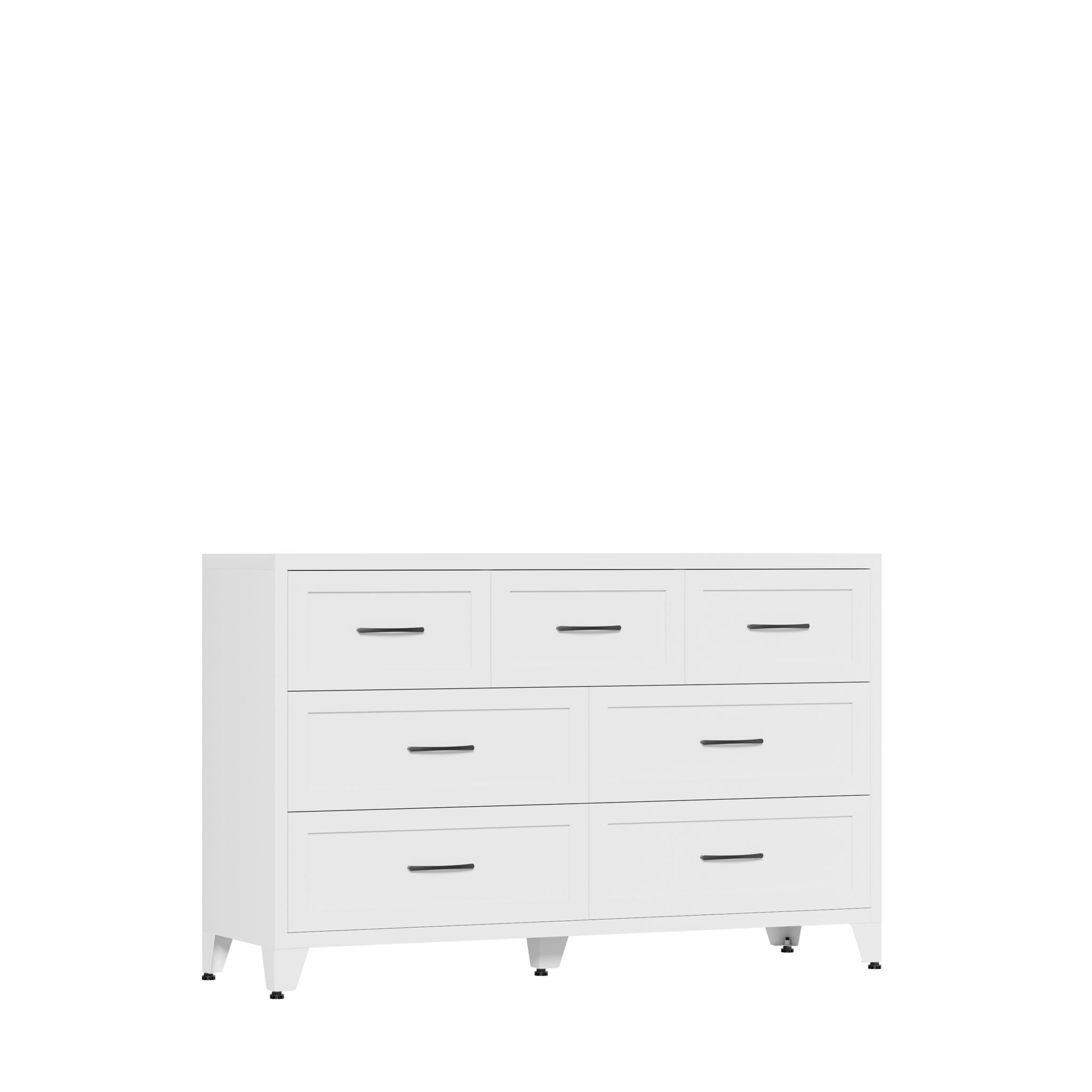 7-Drawer Dresser, Low-Profile Storage - White
