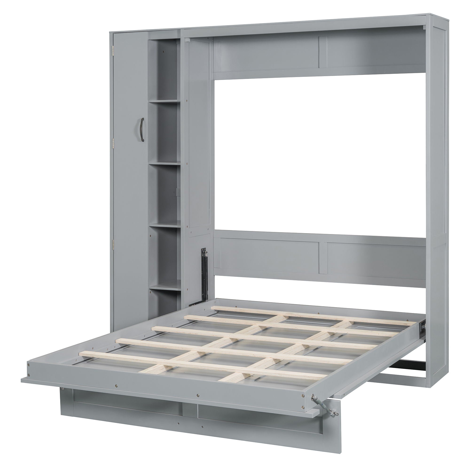Murphy Wall Bed With Shelves, Wardrobe And LED Lights