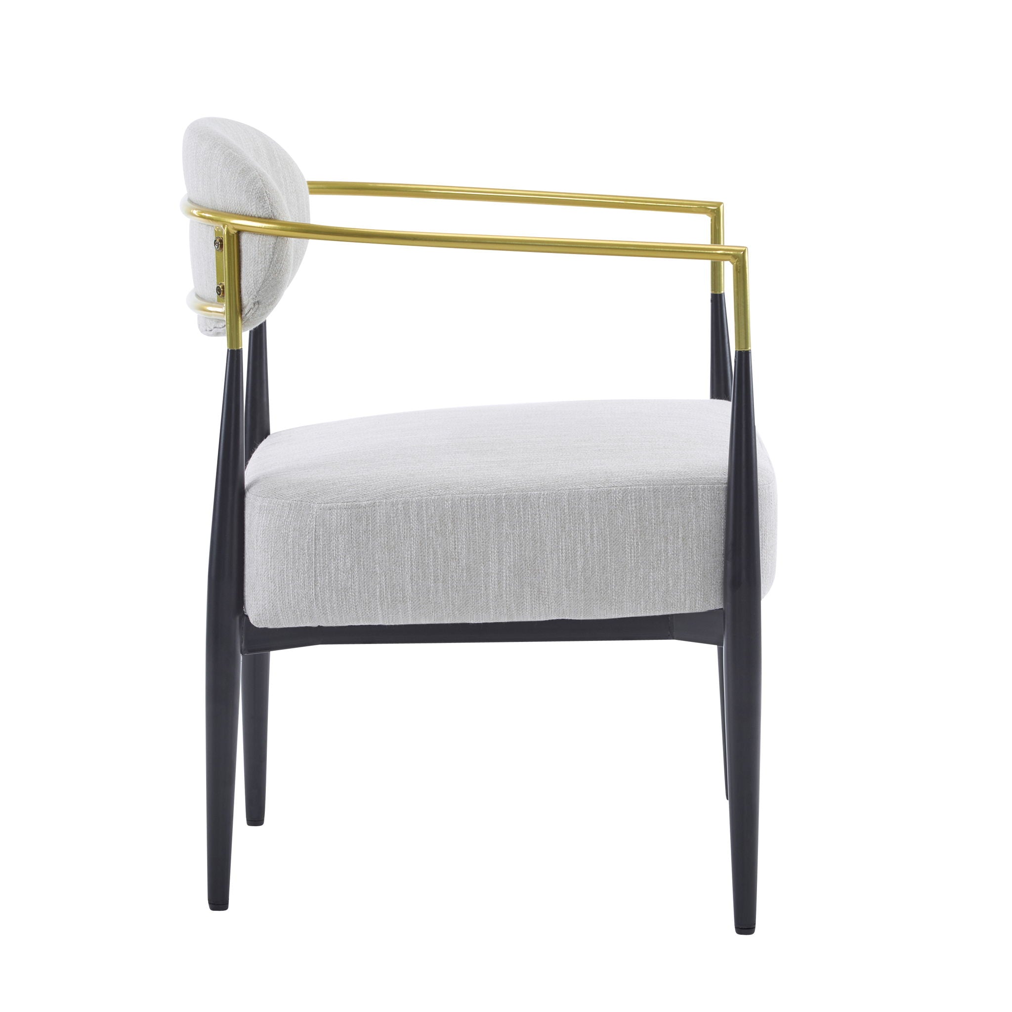 Upholstered Accent Armchair With Tapered Legs - Beige / Black / Gold