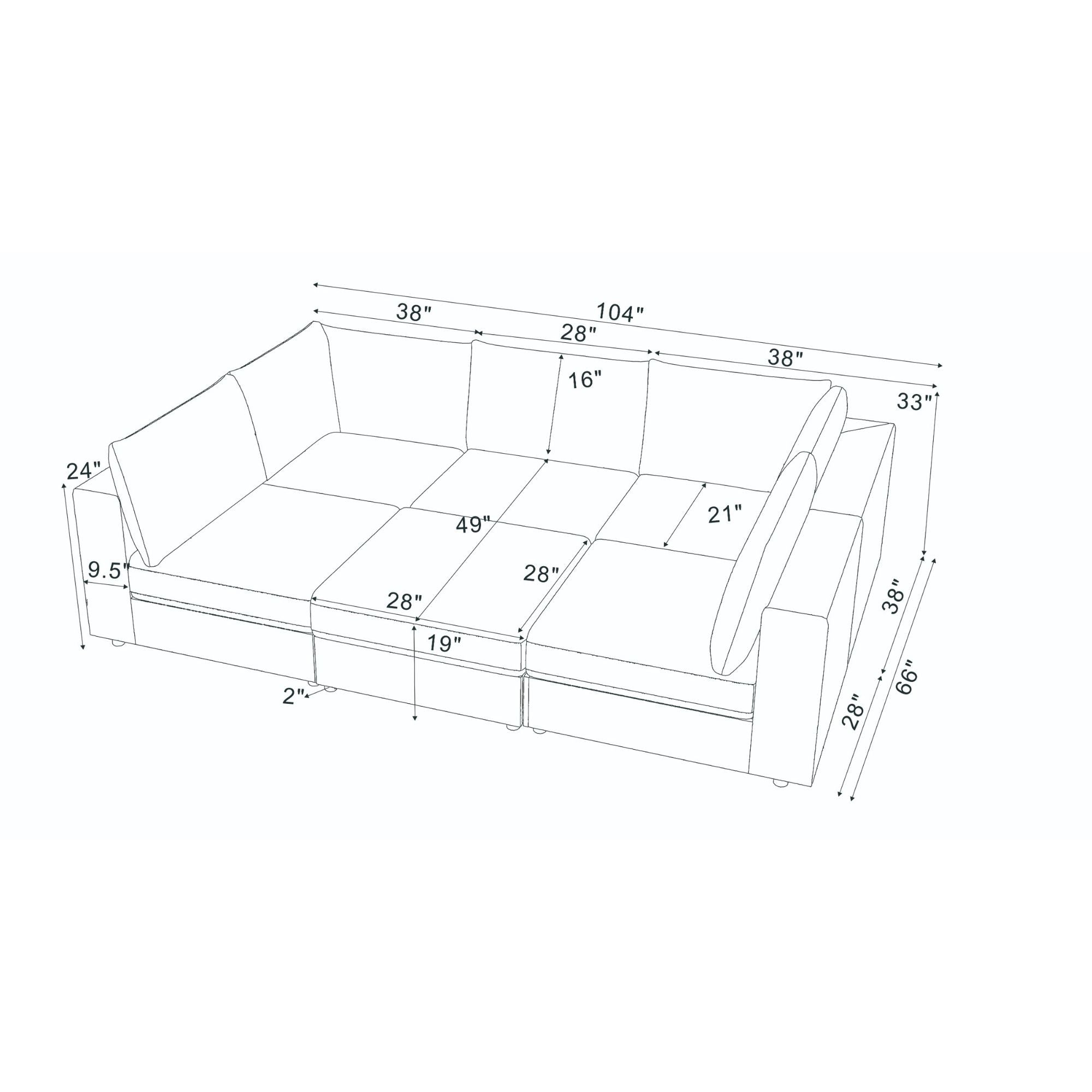 Reversible Modular Sectional Sofa With Custom Configuration