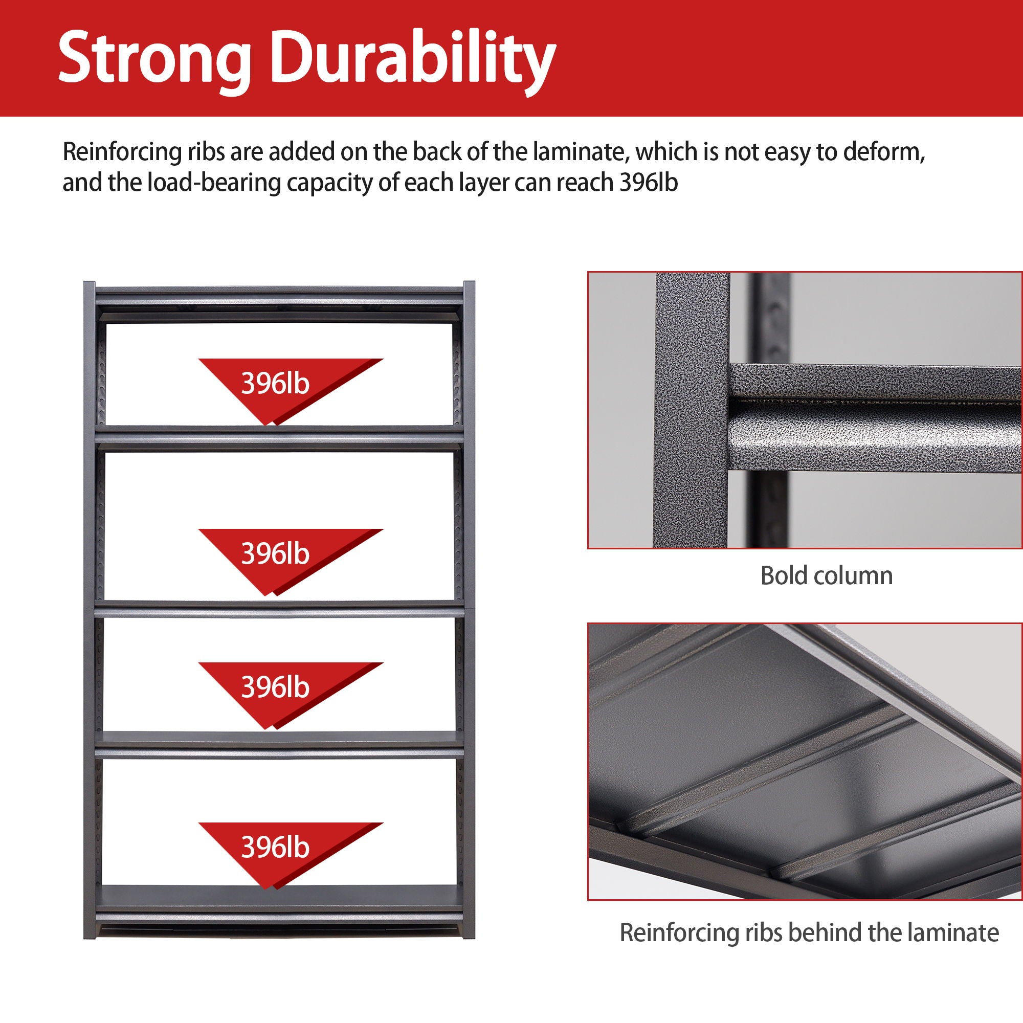 Industrial Heavy Duty Metal Garage Shelving Unit, Adjustable Storage Rack