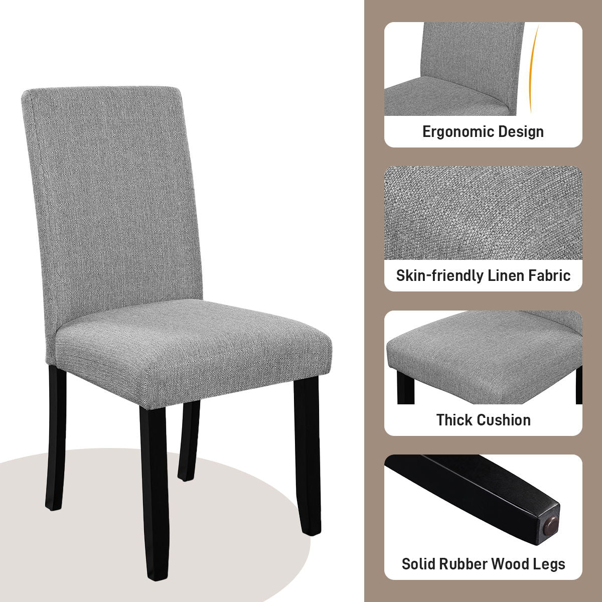 5 Piece Round Dining Table Set, Modern Table And 4 Upholstered Chairs For Dining Room