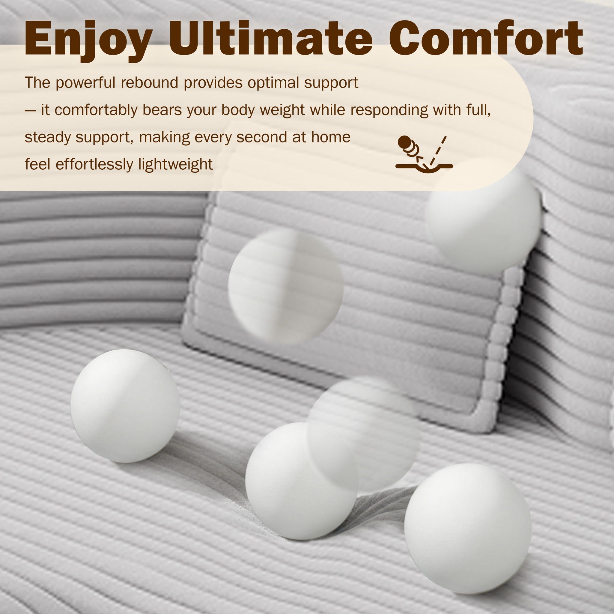 Floor Sofa With 2 Pillows, Convertible Twin Size Mattress For Living Room