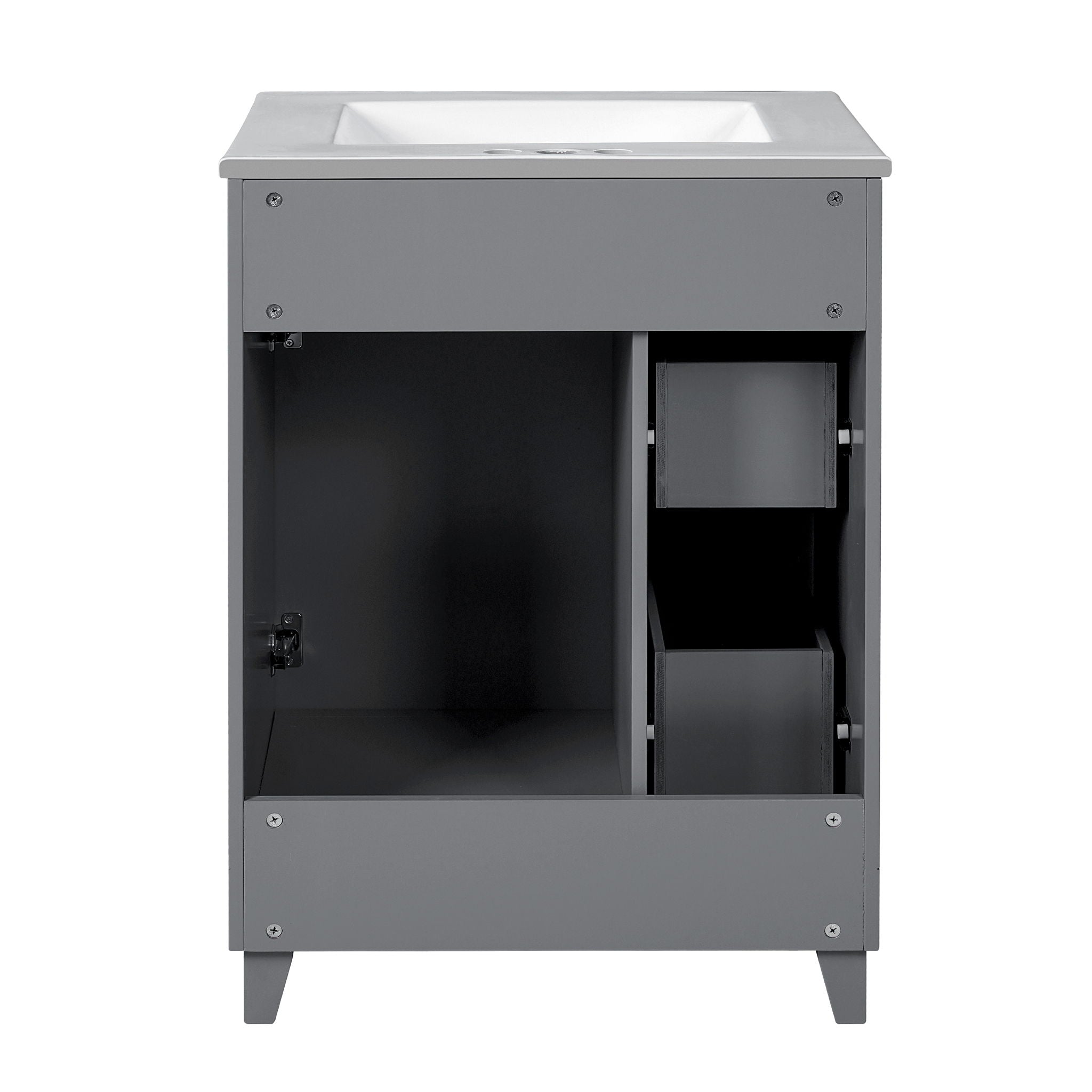 Transitional Style Bathroom Vanity Cabinet With Ceramic Sink