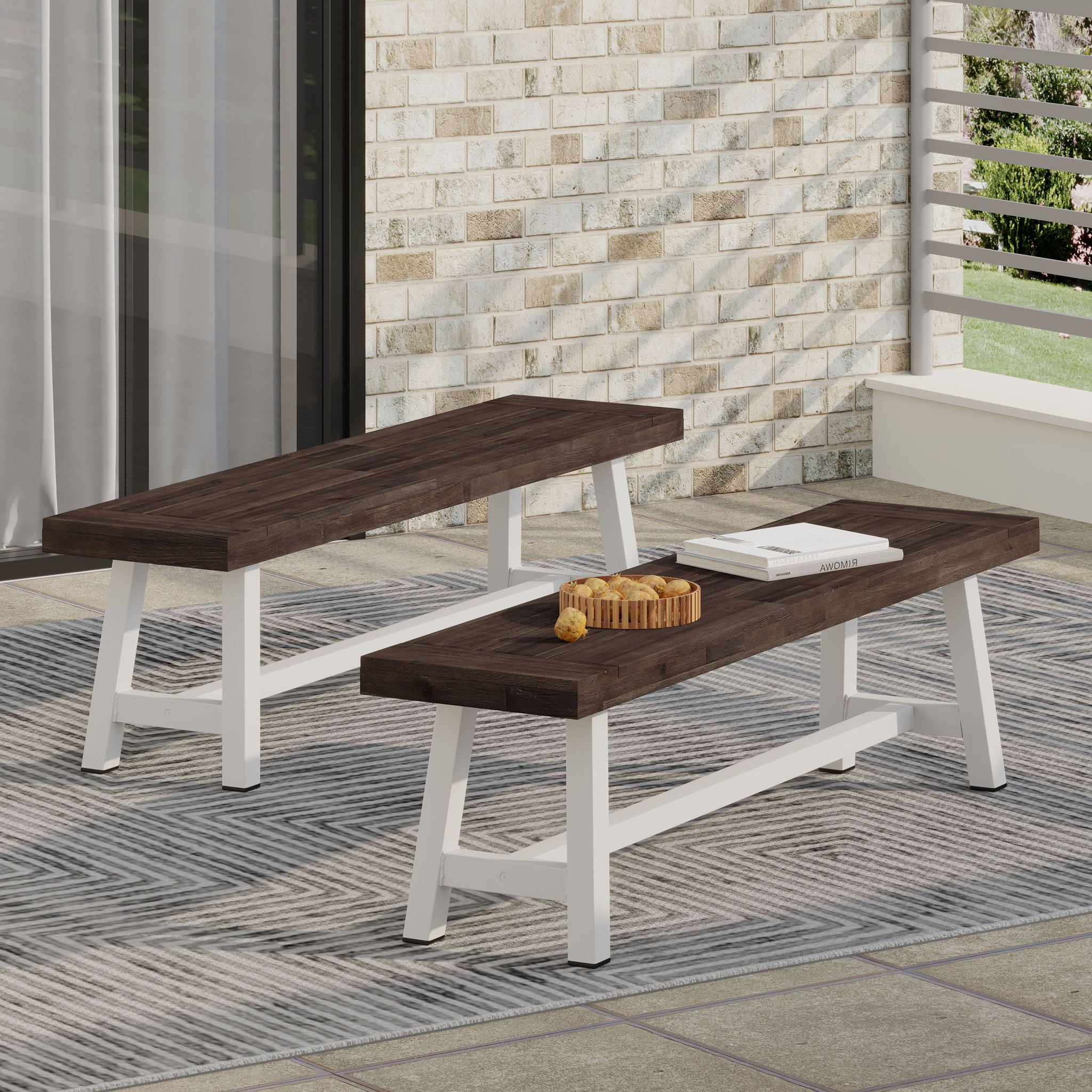 Tranquilizer - Outdoor Acacia Wood Bench With Slat Panel Design