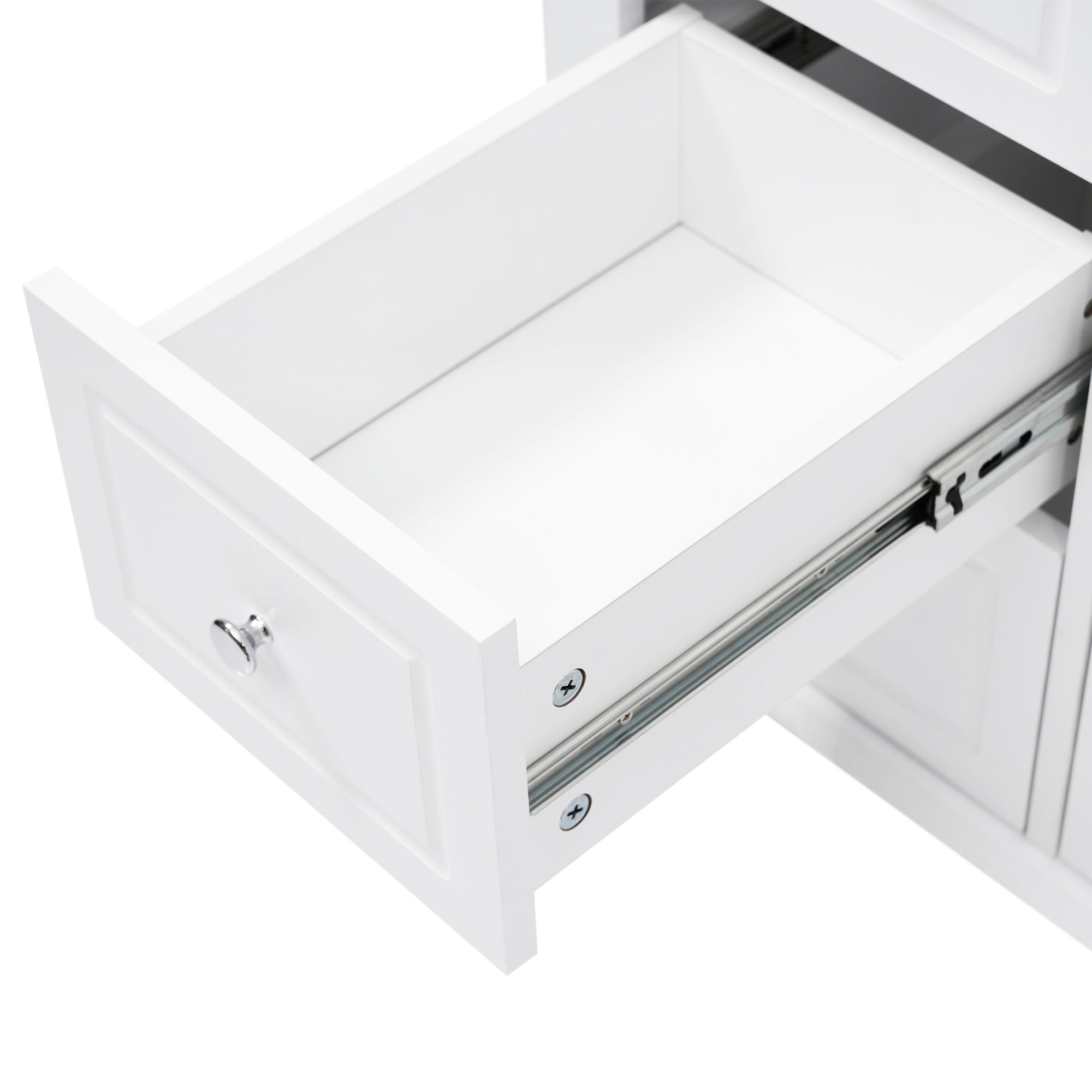 Bathroom Vanity & Sink, 6 Soft Close Drawers & Double Doors - White