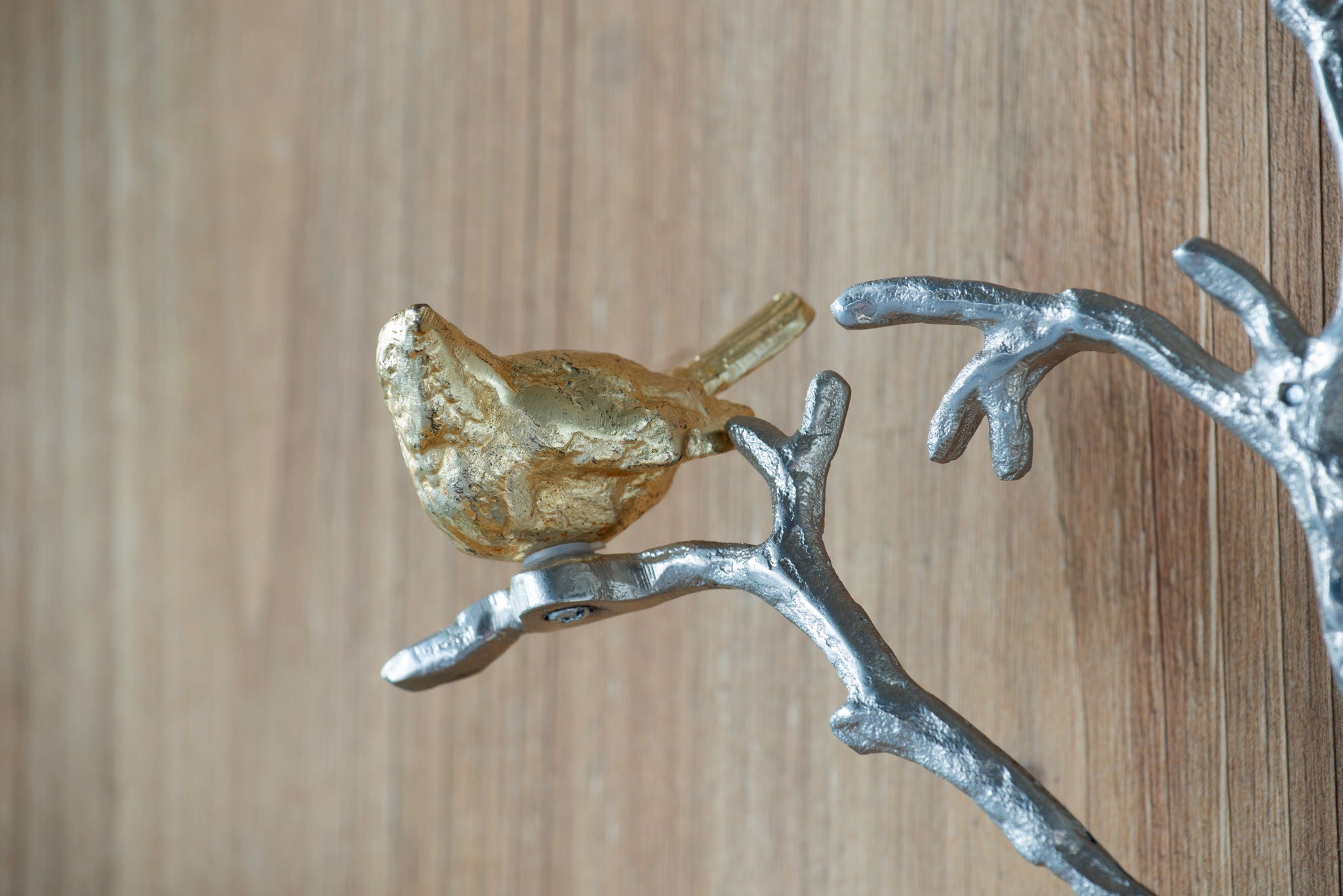 Metal Branch Wall Sculptures With Bird Accents (Set of 2) - Silver Multi