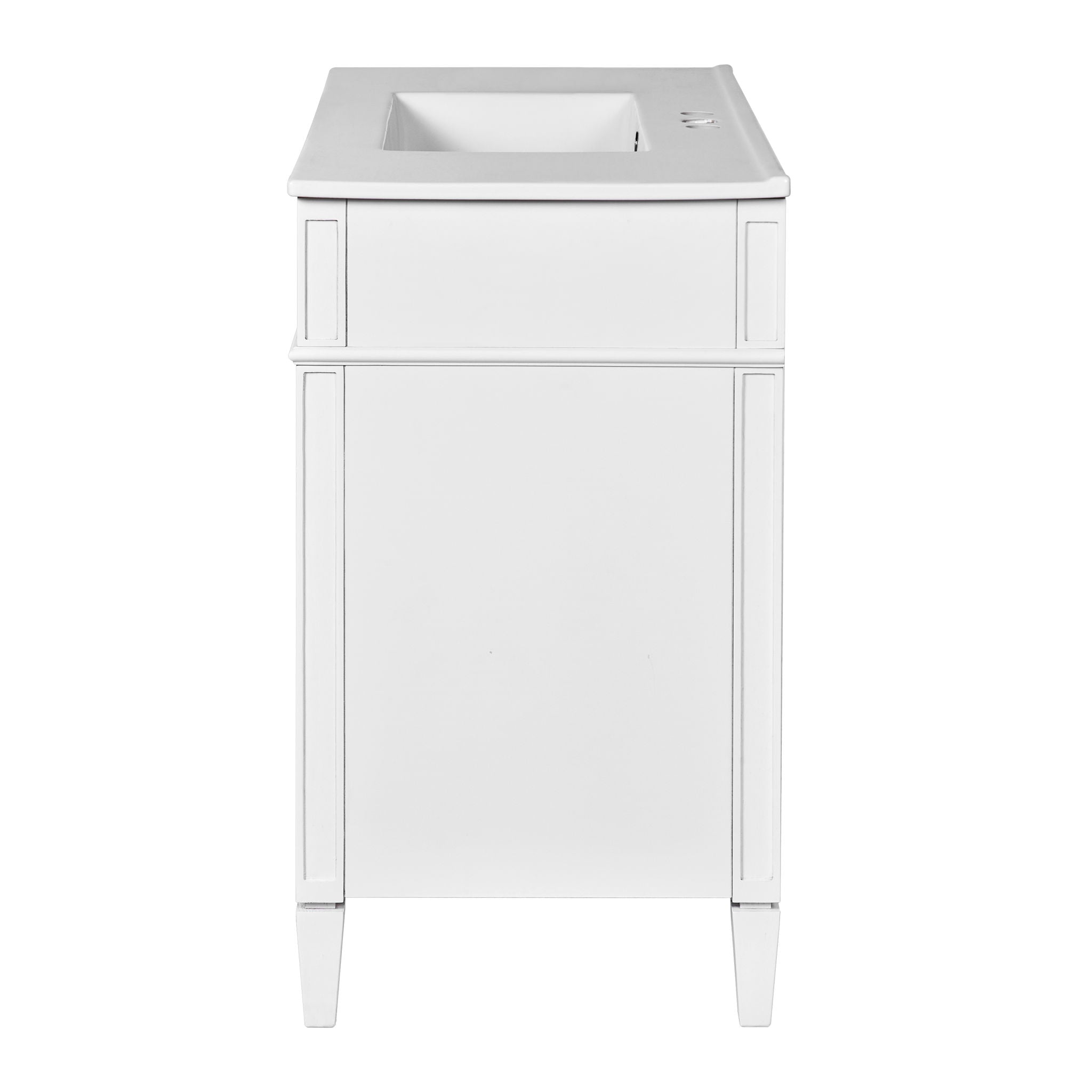 Bathroom Vanity With Mirror Cabinet, Single Sink With 2 Soft Closing Doors And 4 Drawers