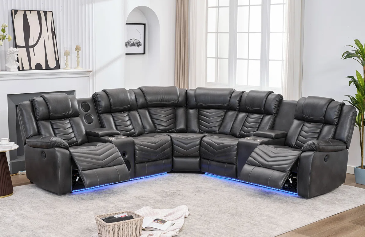 ACE28 Gray Reclining Sectional