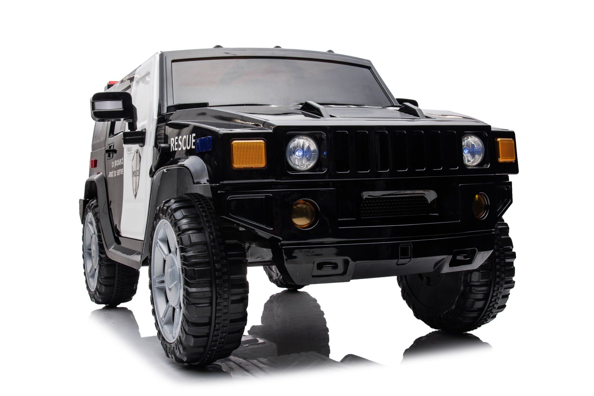 12V7A 30W*2 Four-Wheel Drive Seat One Button Start, Forward And Backward, High And Low Speed, Music, Front Light, Power Display, Two Doors Can Open, 2.4G R / C, Seat Belt Four Wheel Absorber