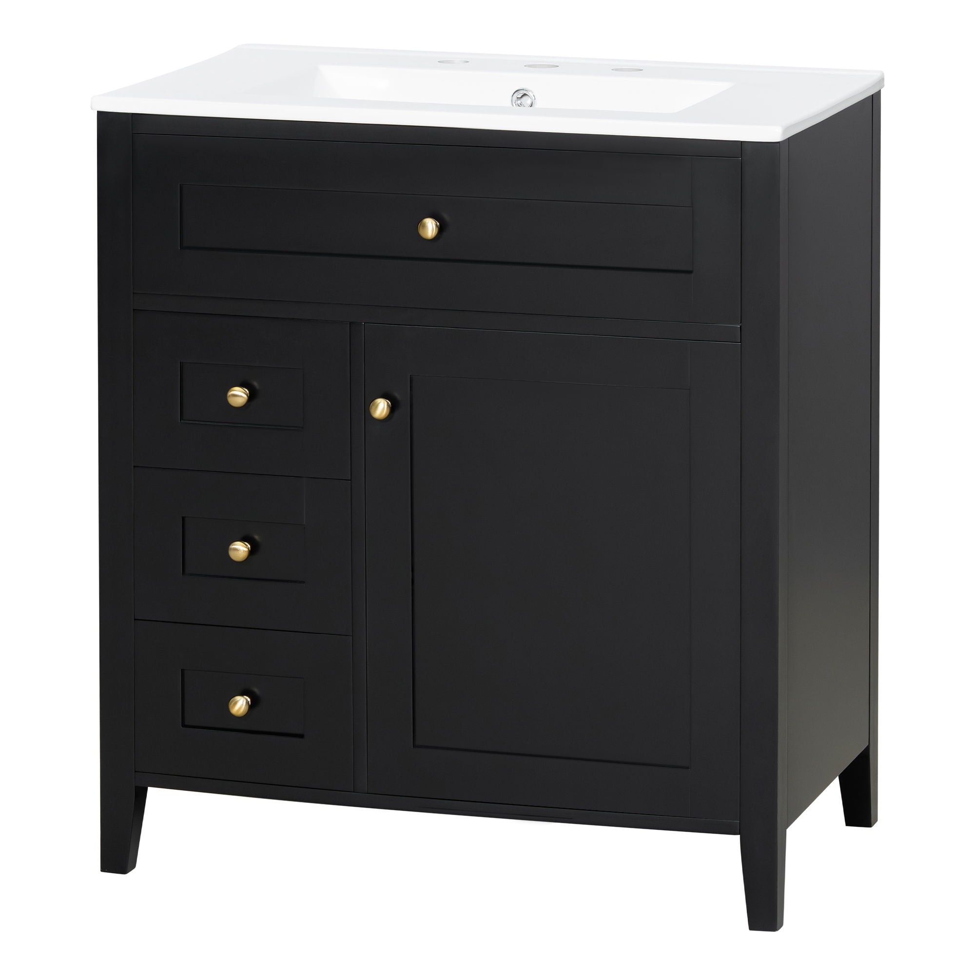 Modern Bathroom Vanity With Sink, 3 Drawers And Adjustable Shelf