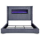 Tisdall Upholstered Cal King Flame Visualizer Bed Black
