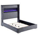 Tisdall Upholstered Cal King Flame Visualizer Bed Black