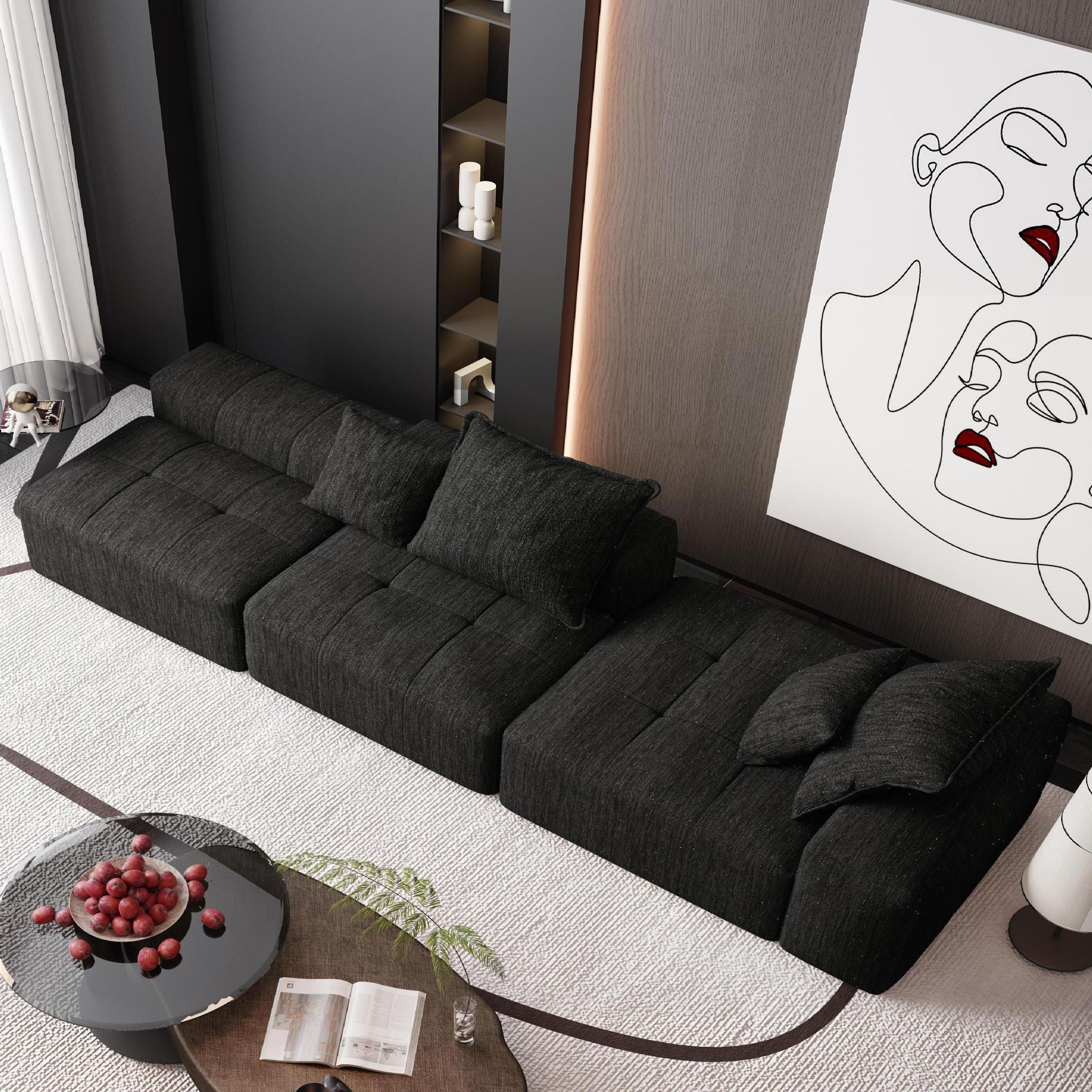 Modern Oversized Diy Combination Modular Sectional Sofa With Pillows
