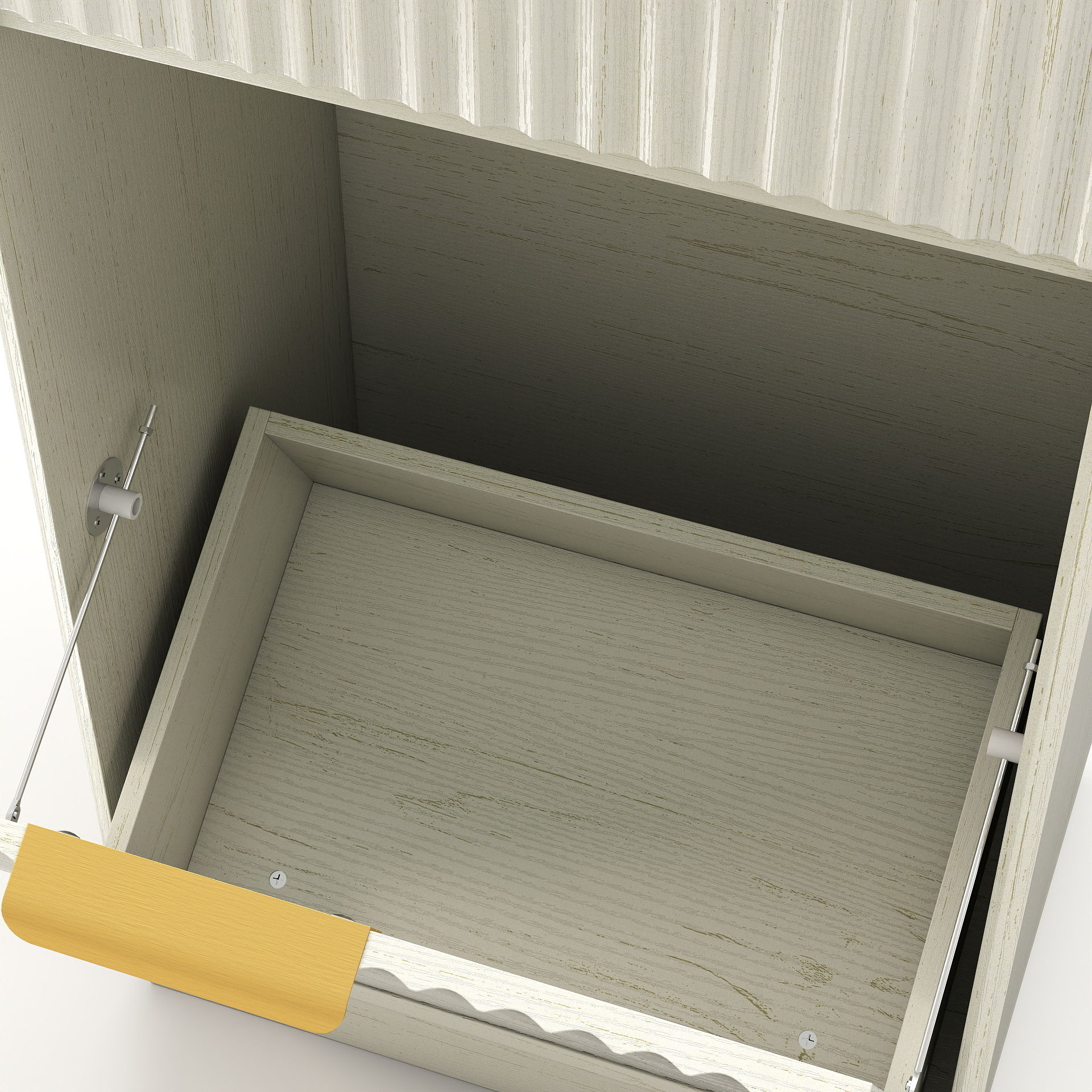 Tilt Out Trash Can Cabinet With Wave Textured Drawer & Pull Out Bin