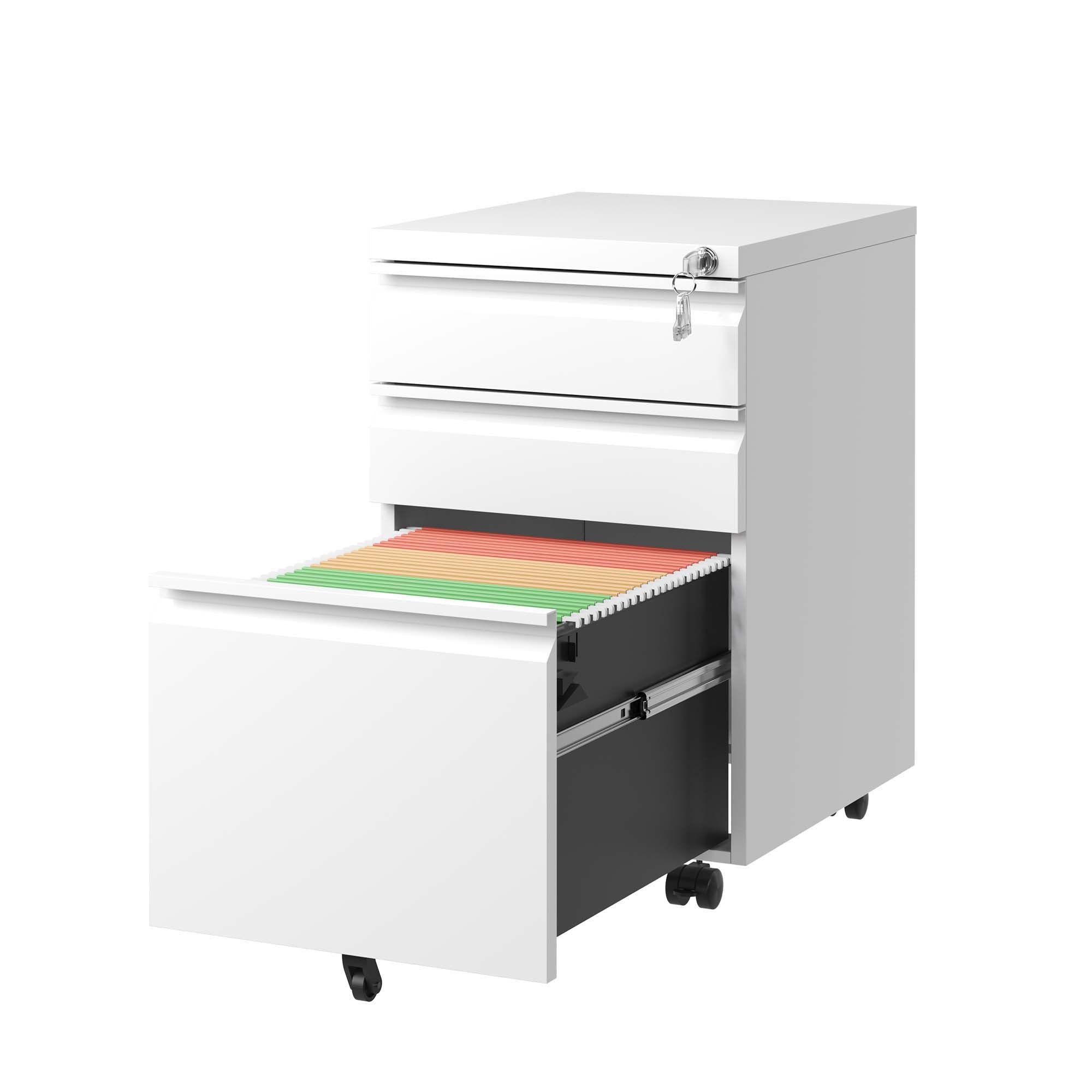 Metal Drawer Mobile File Cabinet With Lock For Home Office Organizer