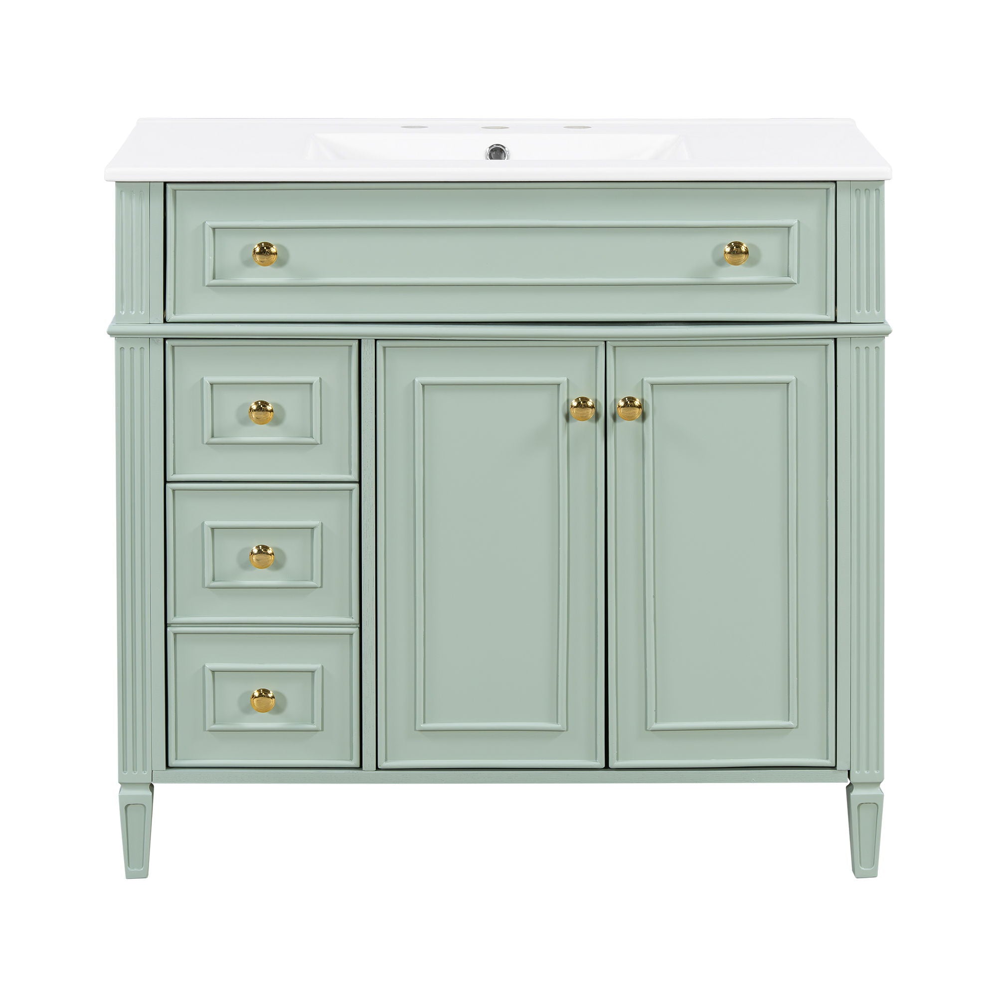 Bathroom Vanity With Sink, 3 Drawers & 2 Doors