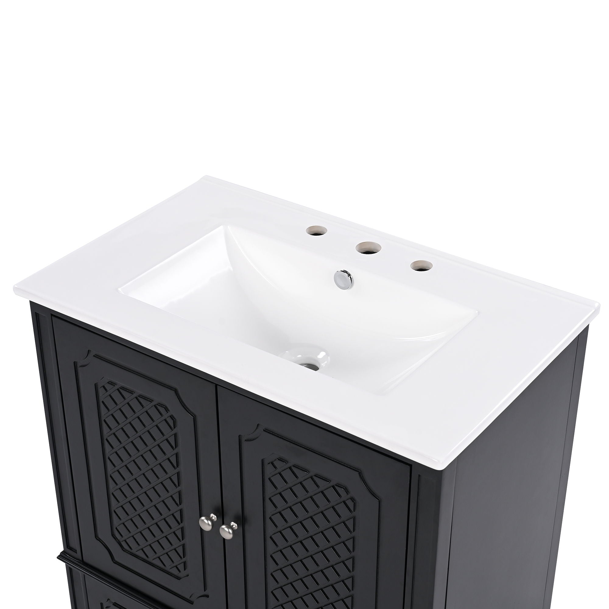 Vintage Style 30" Bathroom Vanity With Sink, Multi Functional Storage, Soft Closing Door - Black