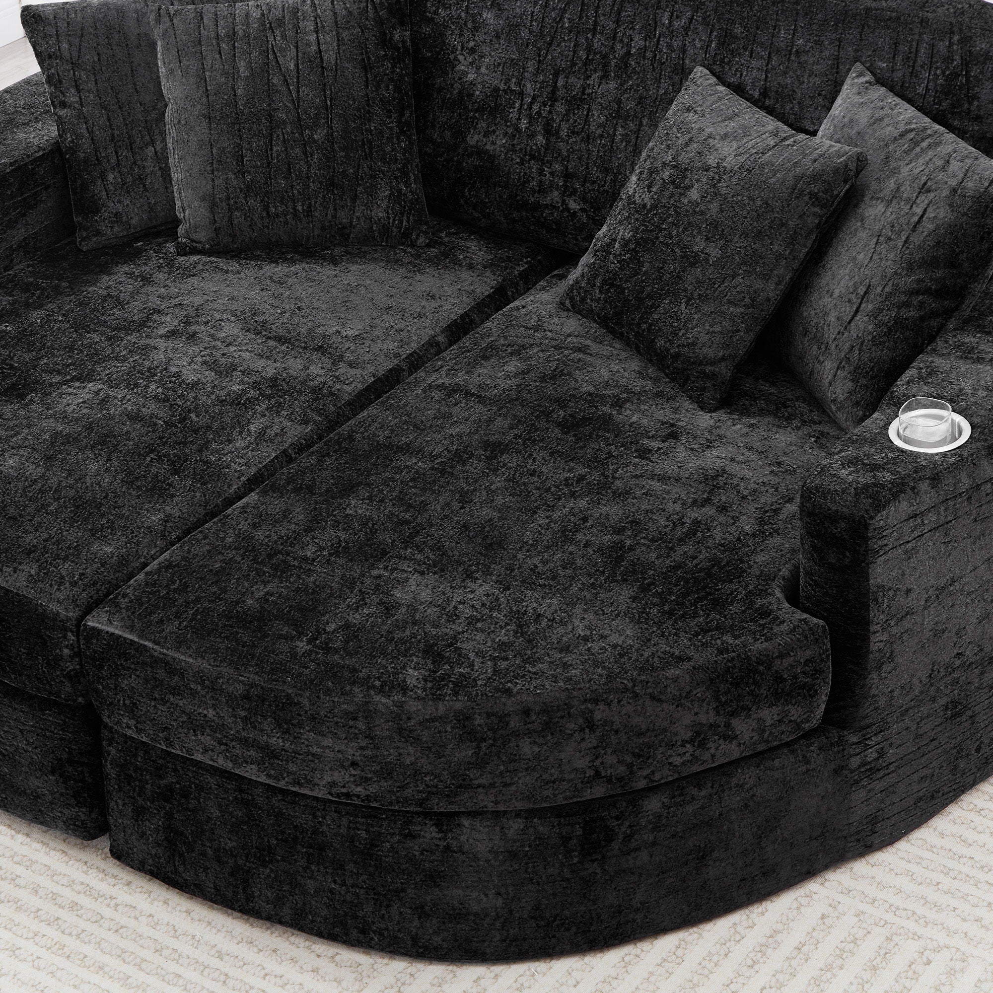 Boneless Design Upholstered Sofa Bed With Cup Holders